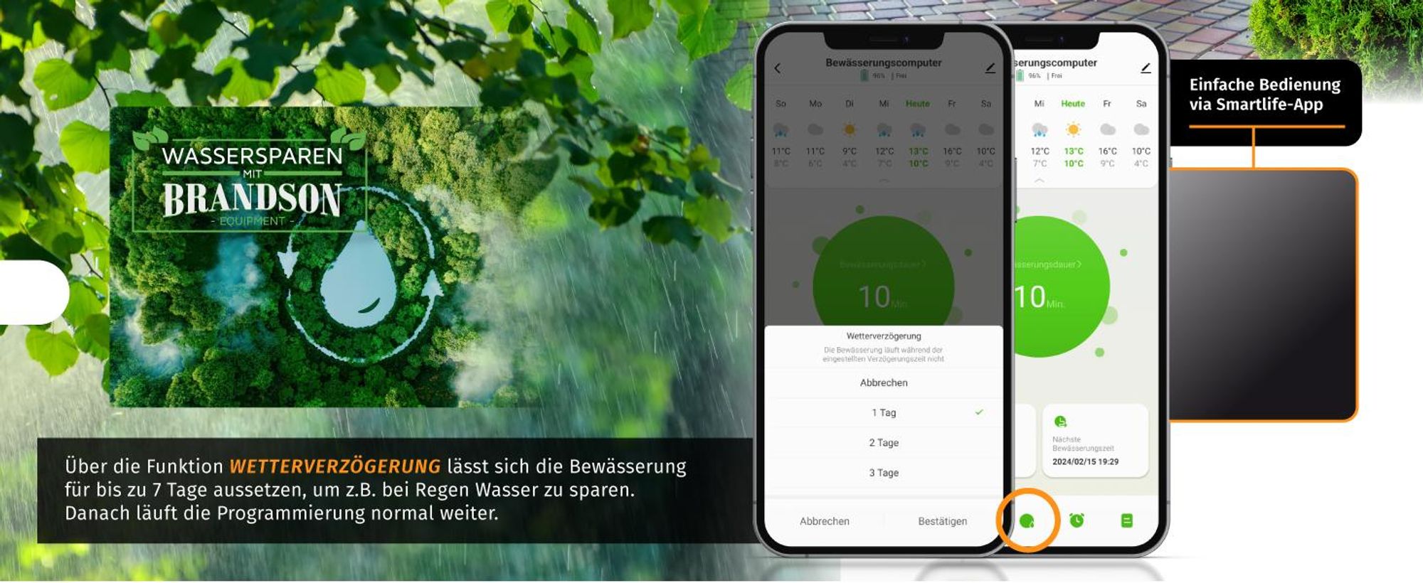 Brandson Bewässerungscomputer mit WLAN/ WiFi , Bewässerungssteuerung, Wasserzeitschaltuhr, Bewässerungsuhr, Smart Life/Tuya App, Regenverzögerung bis 7 Tage, Wifi, Bewässerungstimer