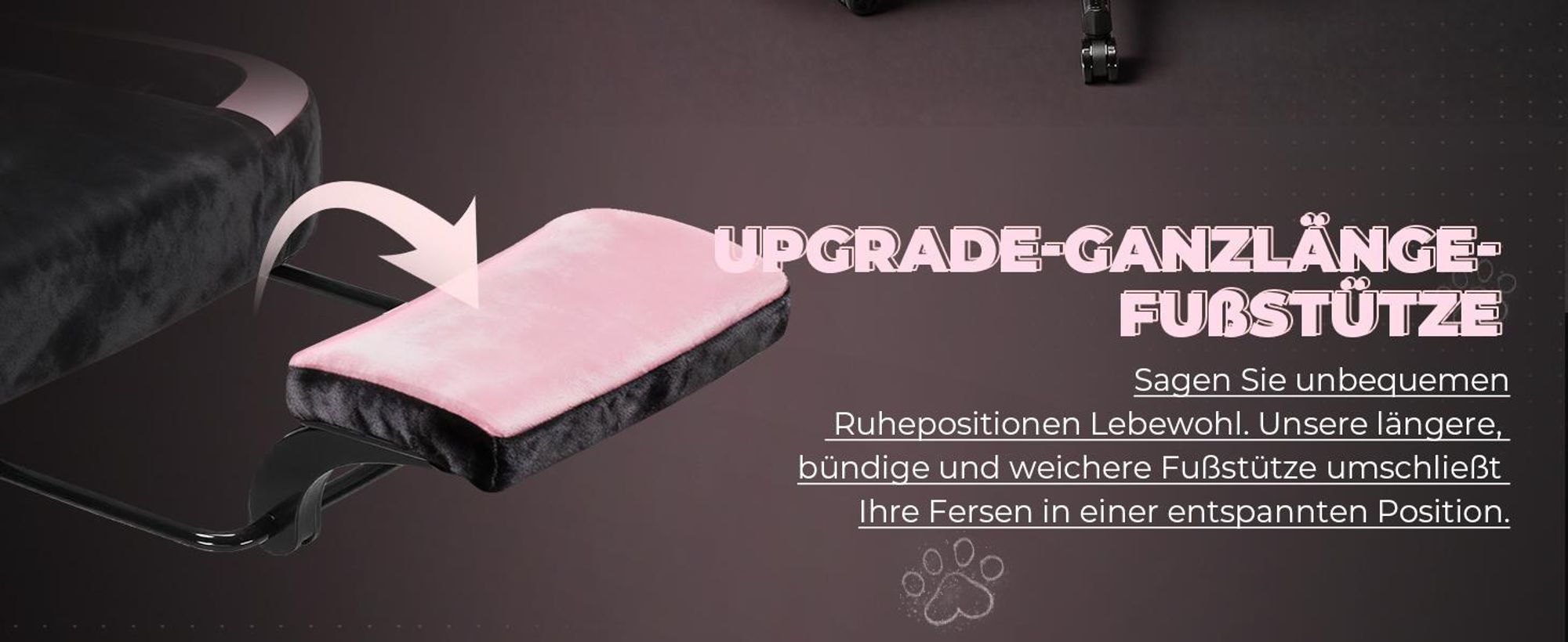 GTPLAYER Niedlicher Gaming Stuhl mit Samtstoff, Gaming Chair, ergonomischer Bürostuhl Gamer Stuhl mit Katzenohren, Memory-Schaum und Fußstütze, 150kg