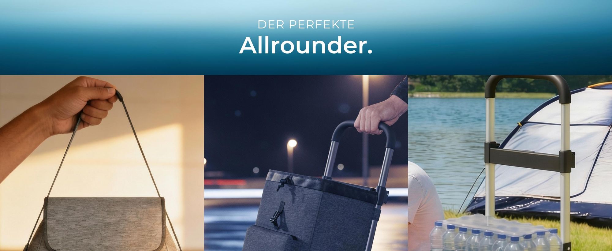 tectake® Einkaufstrolley Shopper 3-in-1, Nutzung auch als Umhängetasche und Sackkarre, 56 l inkl. Kühltasche, leichtgängige Treppensteiger-Räder