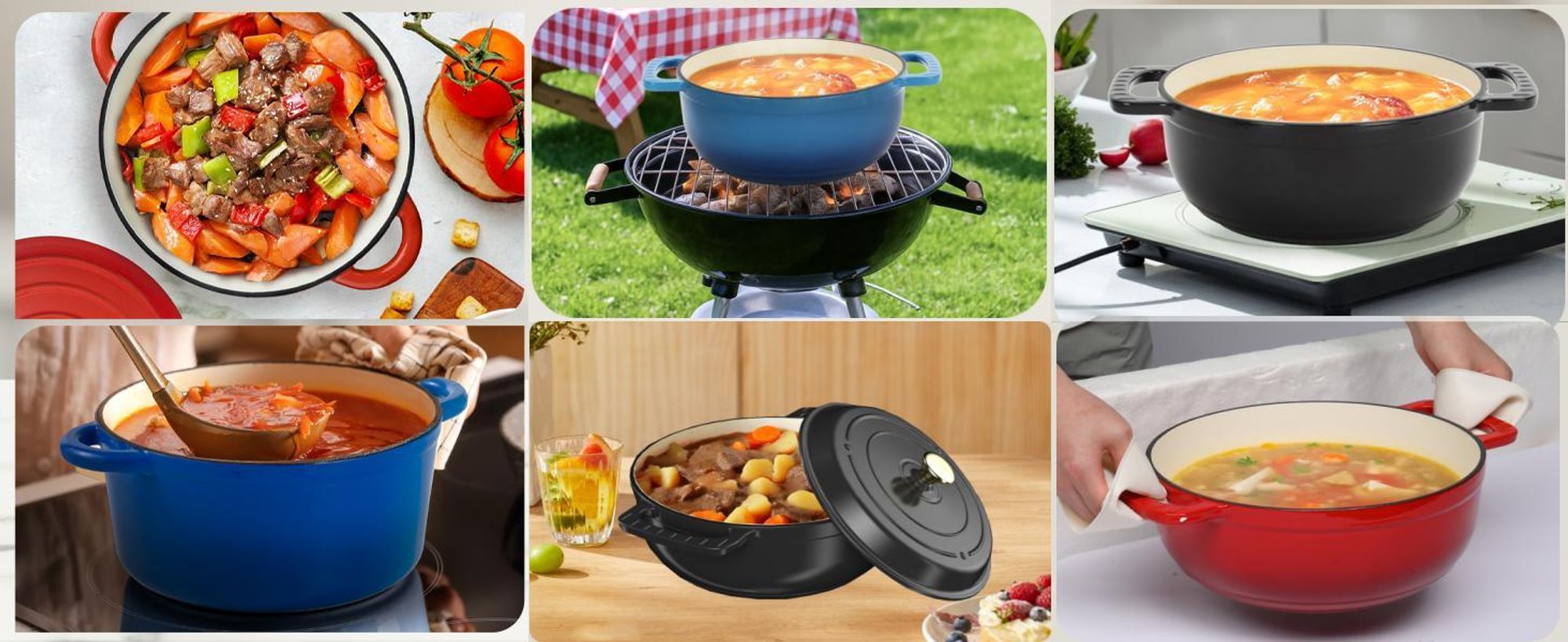 LEADZM Gusseisen Topf 26cm - 5QT-4.6L Emaille Bräter mit Deckel backofengeeignet - für Küche Backen Schmoren Braten (Rot)