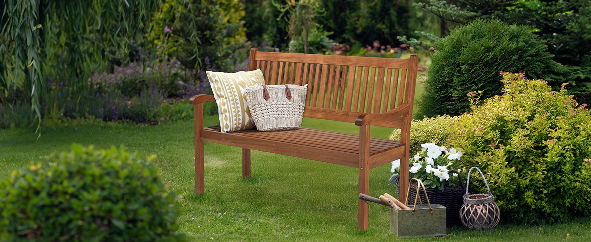 FCH Gartenbank Holz Parkbank Holzbank , Sitzbank 127 x 63.50 x 91.50CM, 2 - 3 Personen Sitzbank Garten Gartenmöbel,Balkonbank