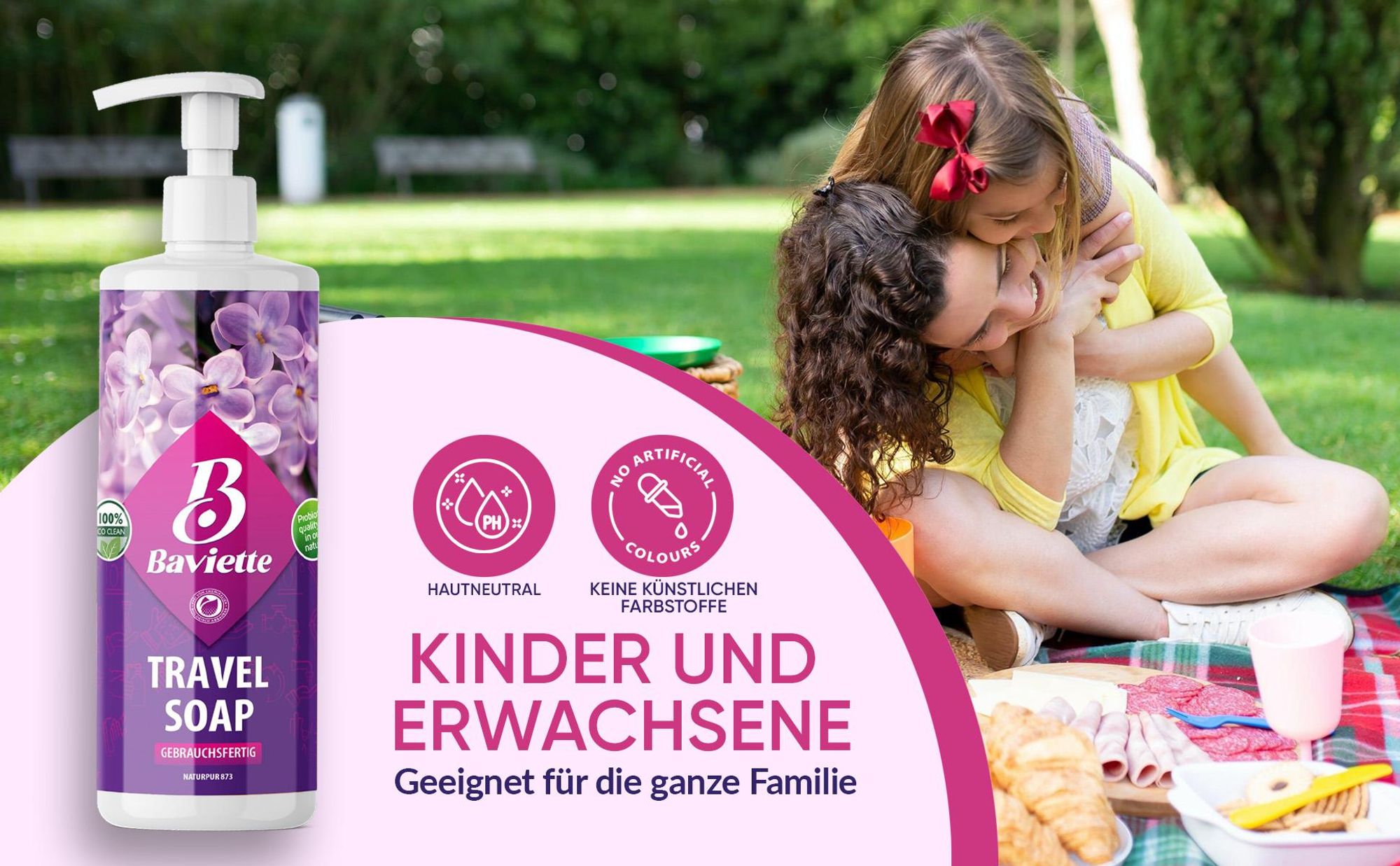 Baviette Eco Travel Soap 50 ml – kompakte Reise-Seife mit Mikroorganismen für Hände, Geschirr & Wäsche unterwegs