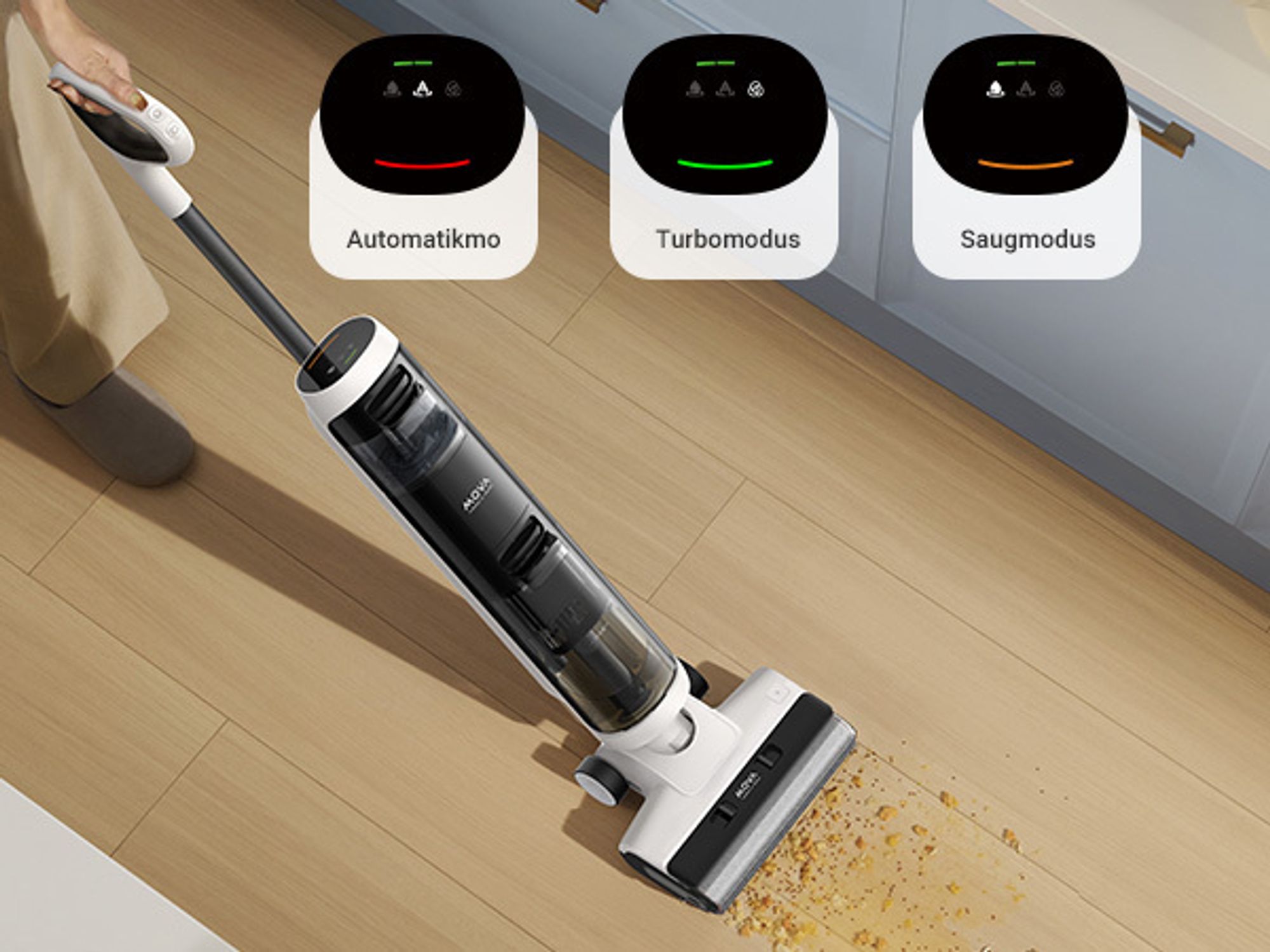 MOVA K20 Nass- und Trockensauger, selbstreinigende automatische Bürsten, 30 min Laufzeit, Doppel-Kantenreinigung
