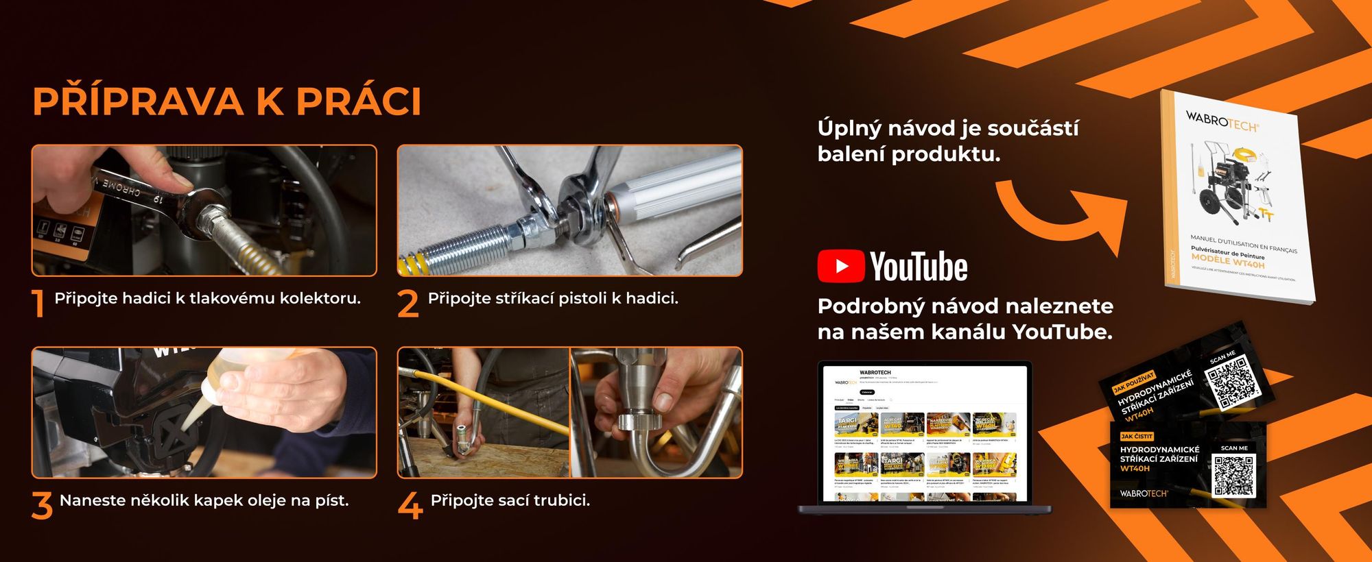 Stříkací zařízení WABROTECH WT40H Airless 3000W / 4 l/min s transportními koly, stříkací stroj