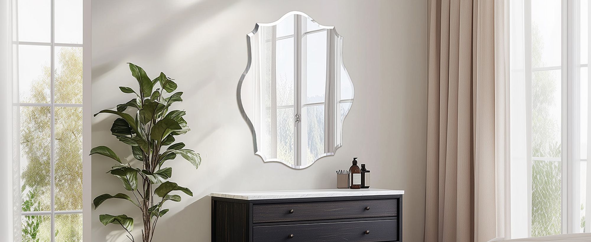 ARTLOGE Wandspiegel Asymmetrisch, Unregelmäßige Spiegel, Moderne Designerspiegel Türspiegel unförmig und Rahmenlos, 50×70cm