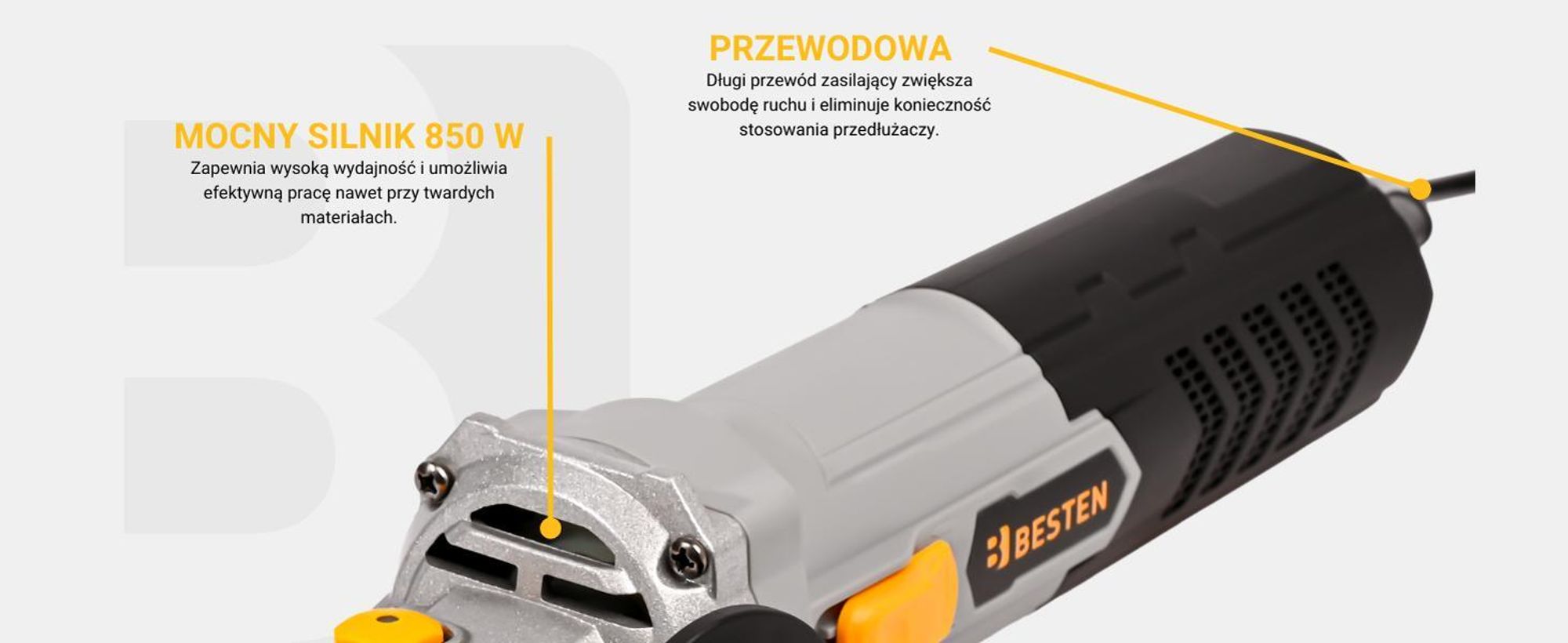 Szlifierka kątowa Diax kątówka 850W 125mm 10x Tarcza w zestawem BESTEN BE0002903