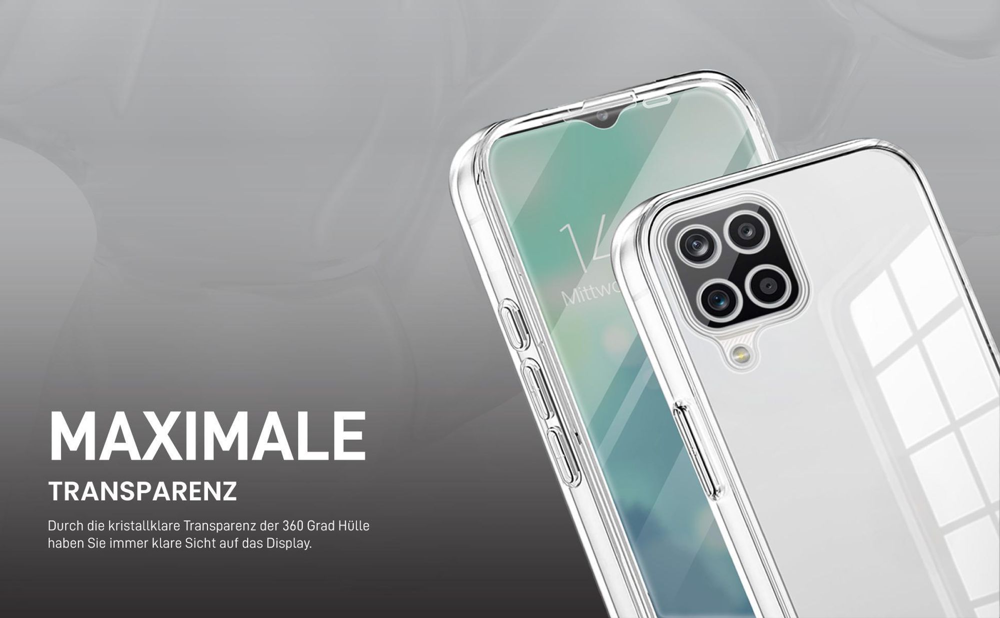 Transparentes 360 Grad Cover Front Back für Samsung Galaxy A12