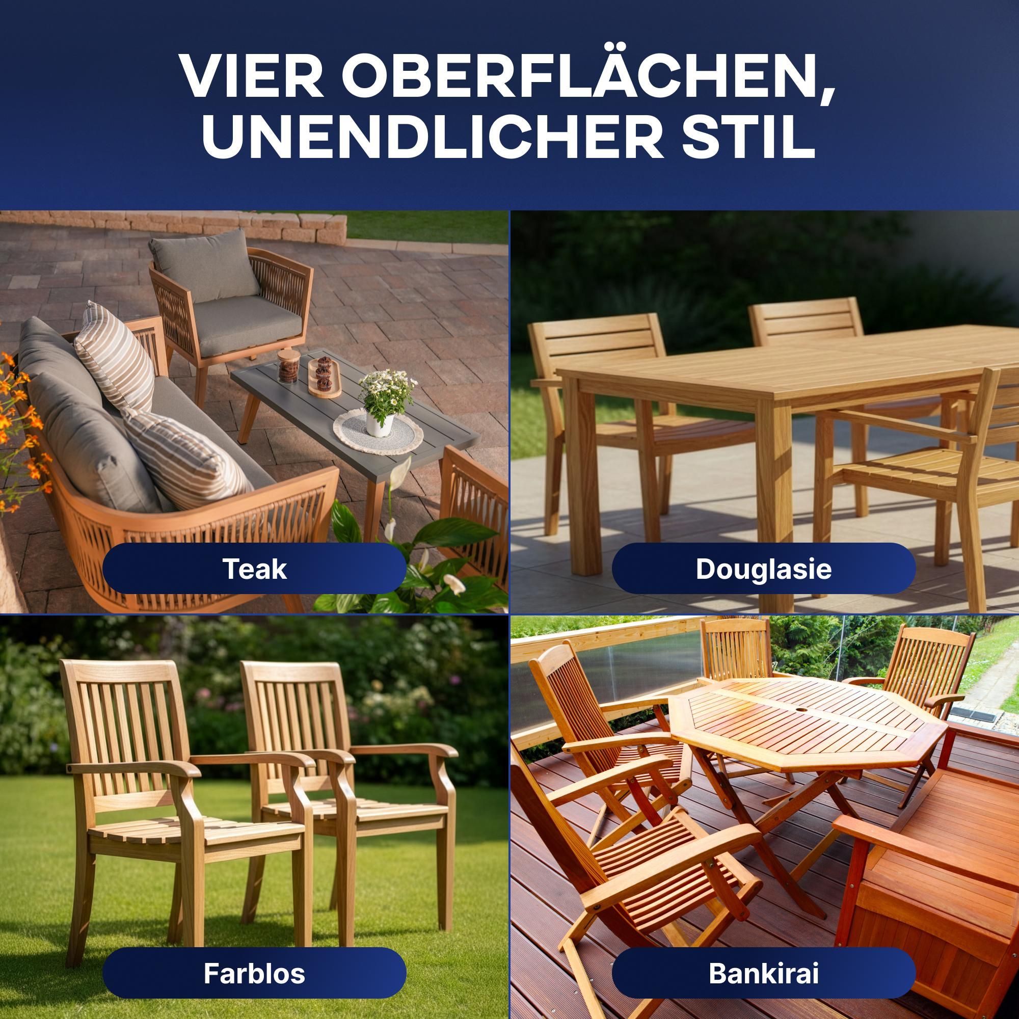 Plid Holzöl Teak 2 l, Pflegeöl für Hartholz-Gartenmöbel