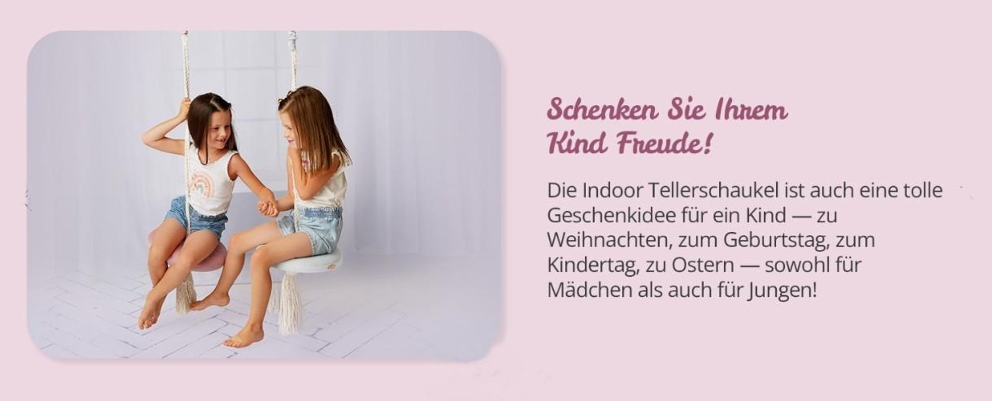 Create for you® - Kinderschaukel Indoor, Babyschaukel Türrahmen aus Holz, Grau