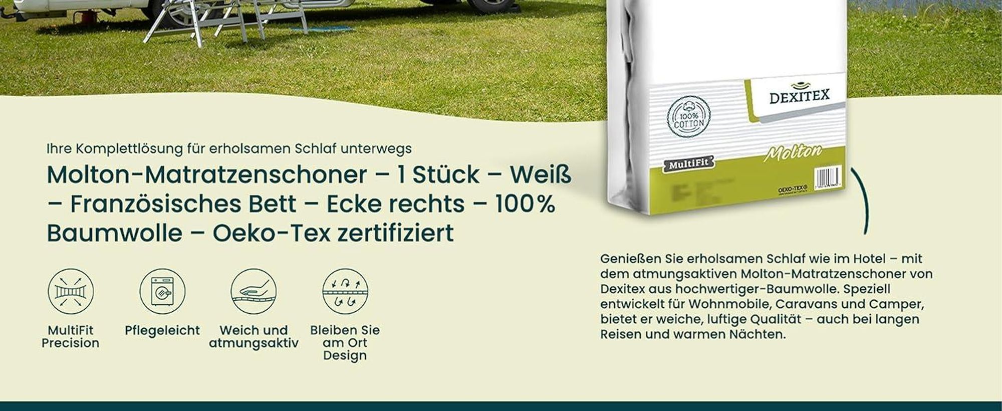 Wohnmobil in der Natur mit Spannbettlaken und Matratzenschoner