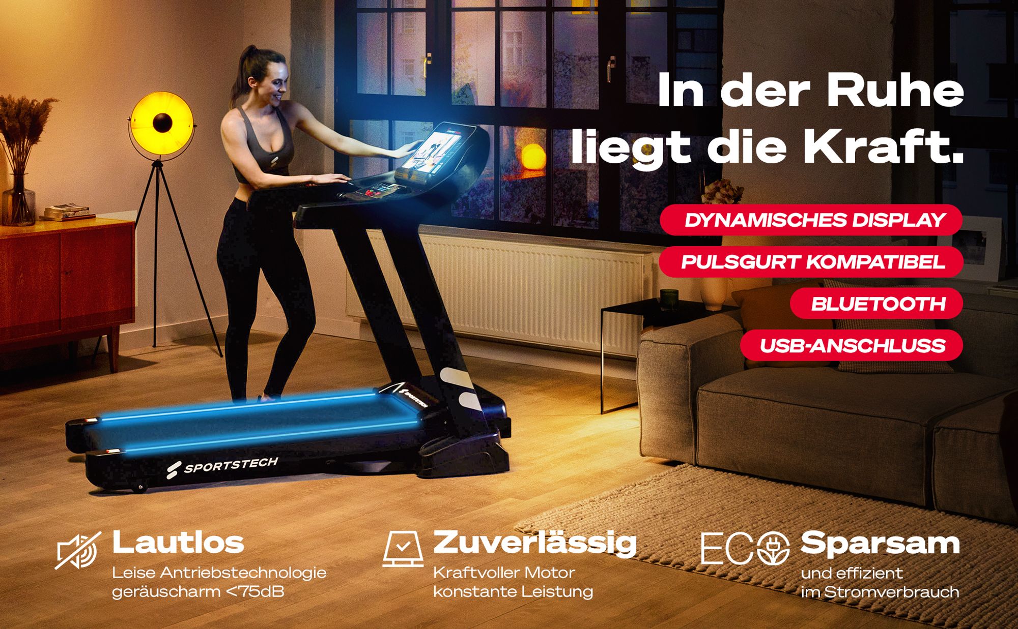 Sportstech Laufband F37s Profi | Premium App & Live Kurse | 20km/h | Klappbar