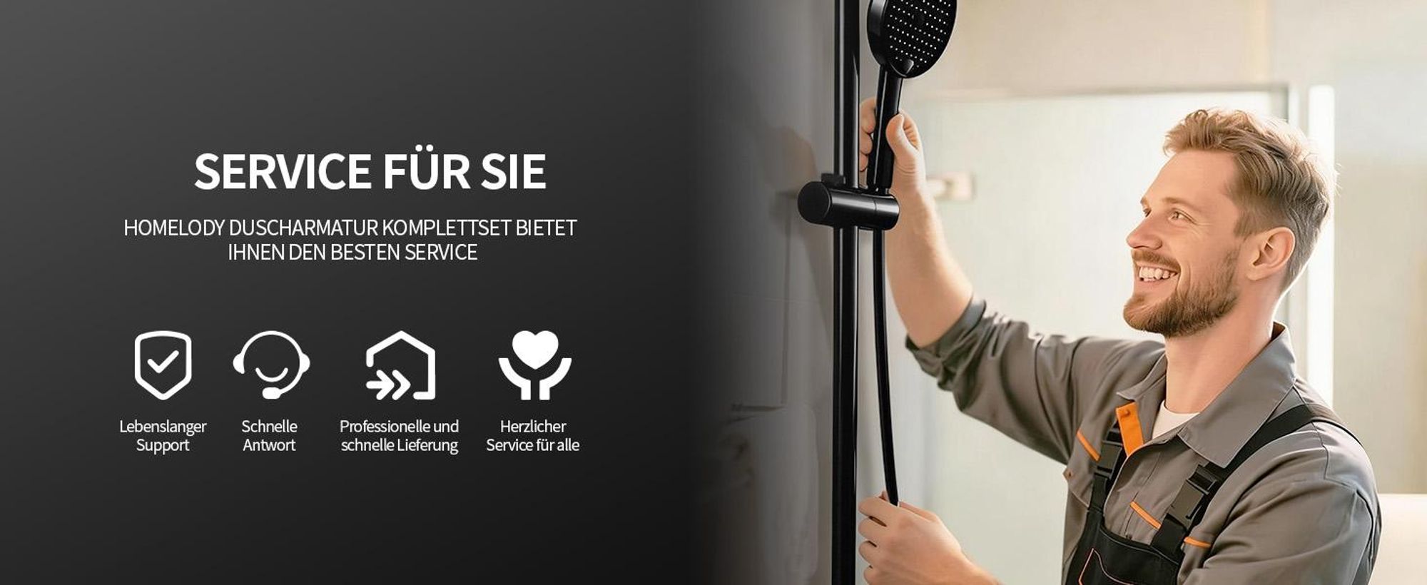 Homelody Duschsystem mit armatur, duscharmatur komplettset mit LED-Anzeige, regendusche mit 250MM kopfbrause und Handbrause, Schwarz