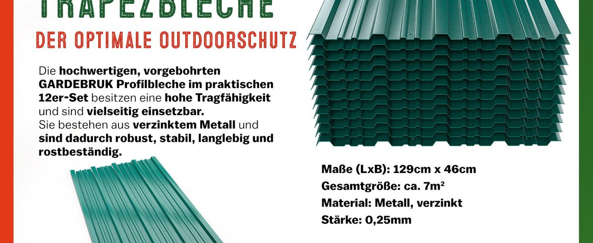 GARDEBRUK® 12x Trapezbech 129x46cm