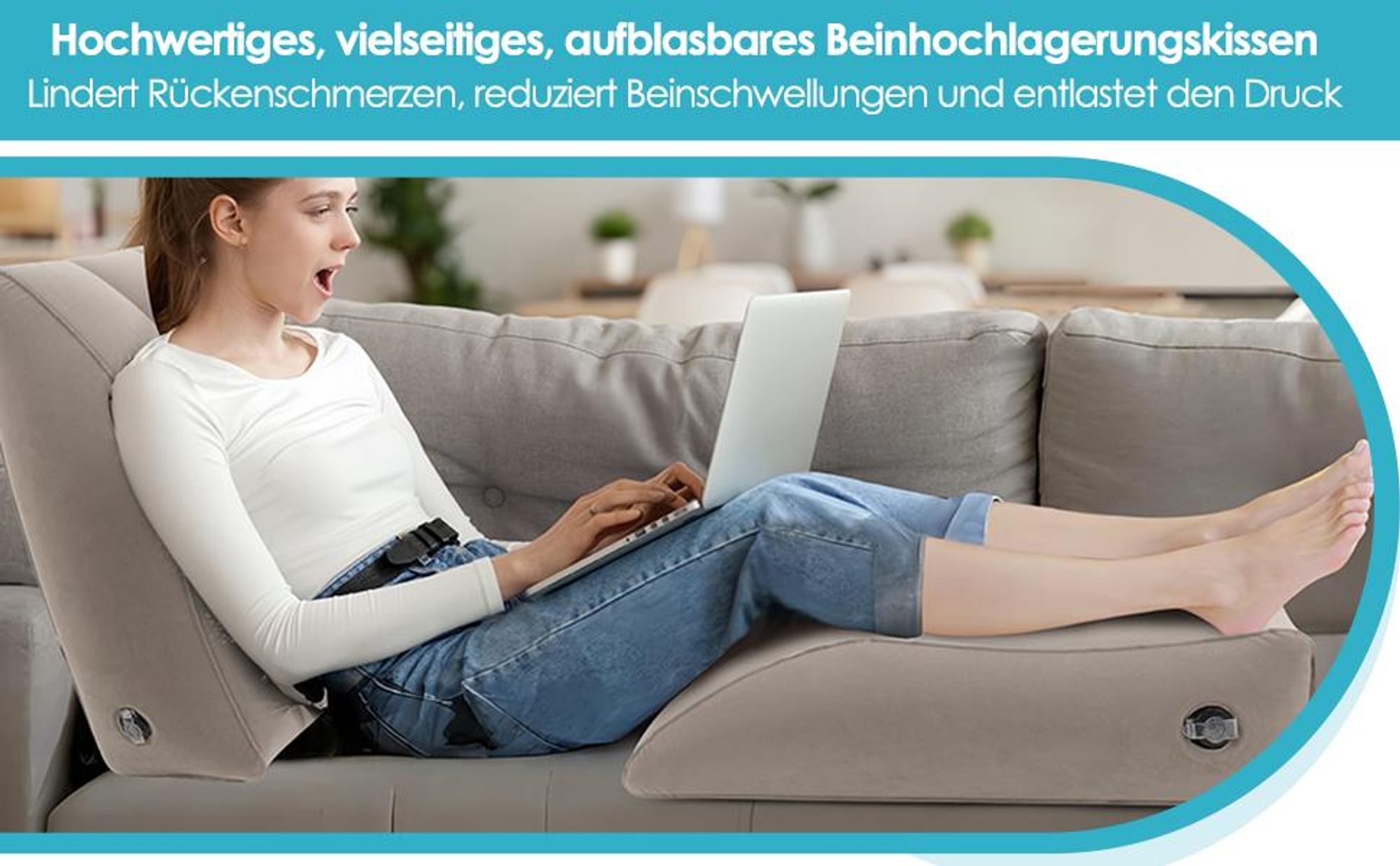 Venenkissen, Beinkissen, Beinhochlagerungskissen, Lagerungskissen, Keilkissen Beinerhöhung, Fördert die Durchblutung und reduziert Schwellungen