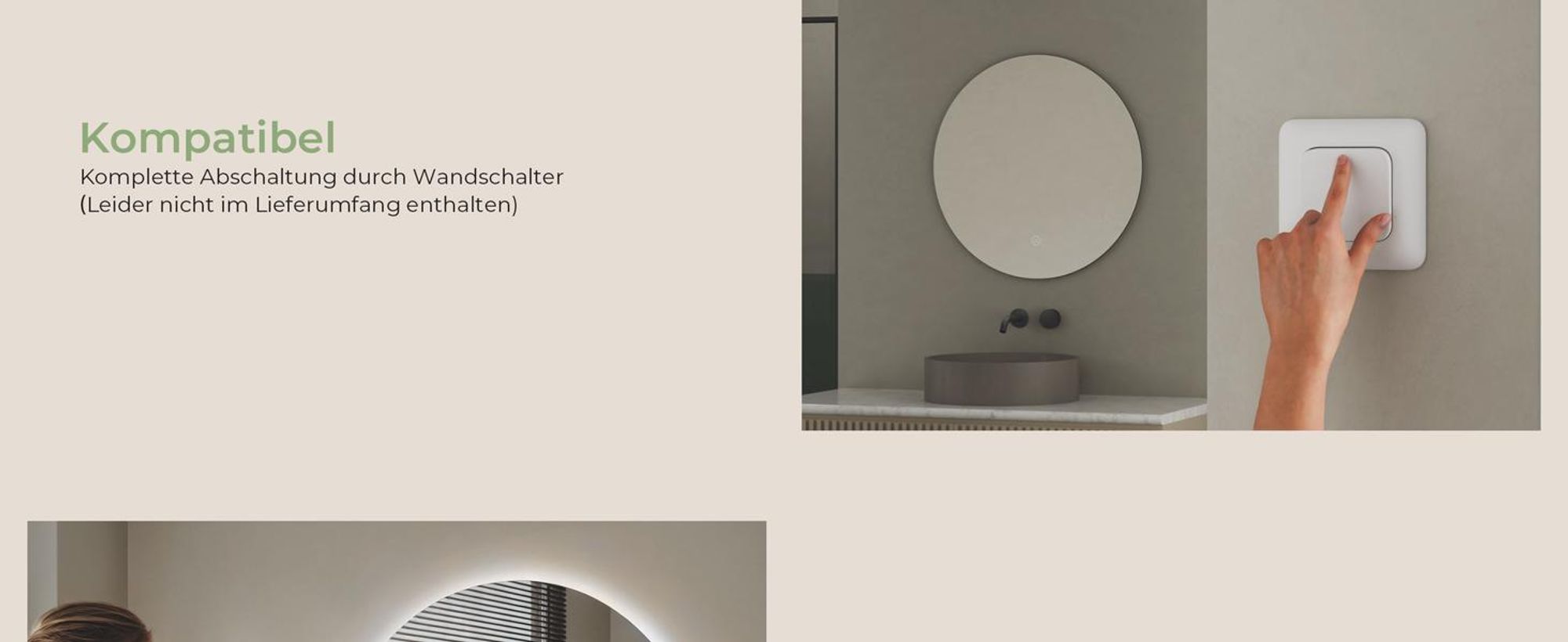 S'AFIELINA LED Badspiegel Rund Badezimmerspiegel Wandspiegel mit Touch-Schalter,Kaltweiß 6500K 60 cm