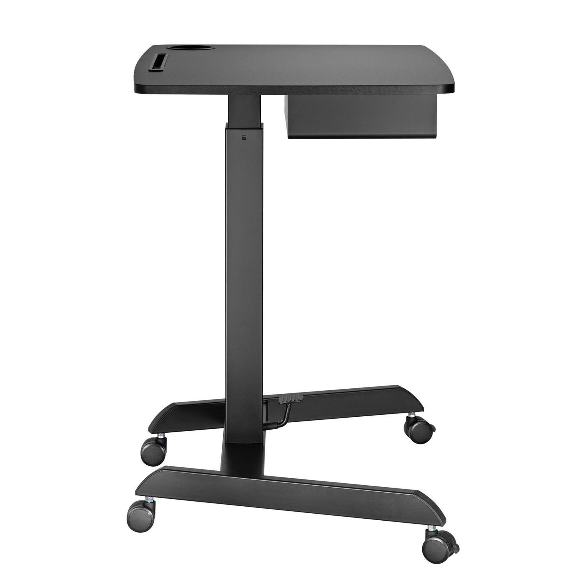 Höhenverstellbarer Laptoptisch mit Rollen und Schublade Sitz-steh-Schreibtisch - Höhenverstellbar bis max. 113cm / Max. 8kg - Schwarz
