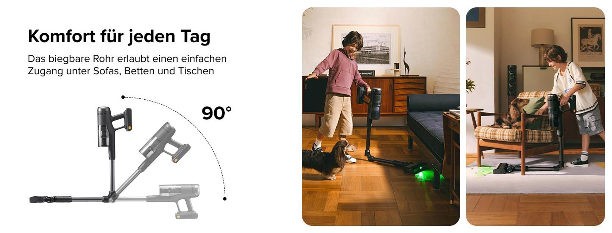 Roborock H60 Ultra Akku Staubsauger, 210AW kraftvolle Saugleistung, 90 Min. Maximale Laufzeit, 90° Flexibler Saugrohr, Staubsauger kabellos