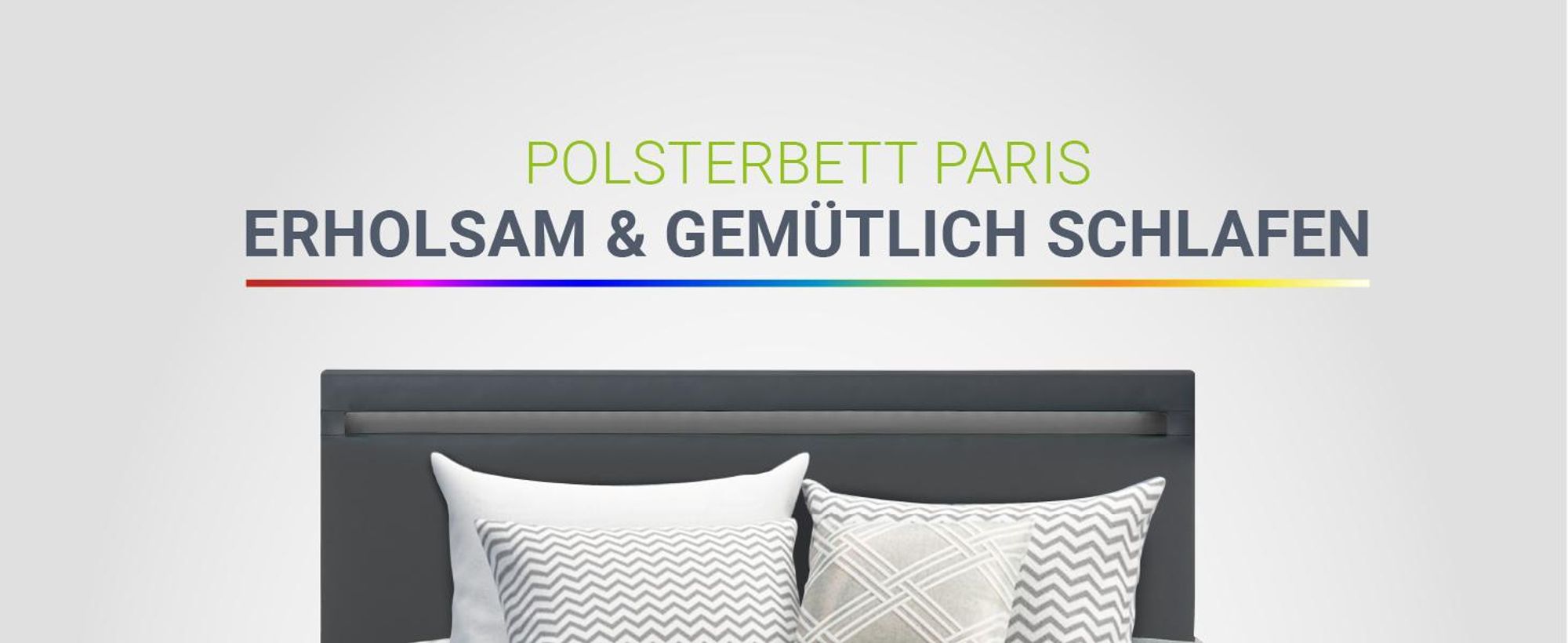 Juskys Polsterbett Paris 140 x 200 cm Kunstleder mit LED, Matratze & Lattenrost - Grau