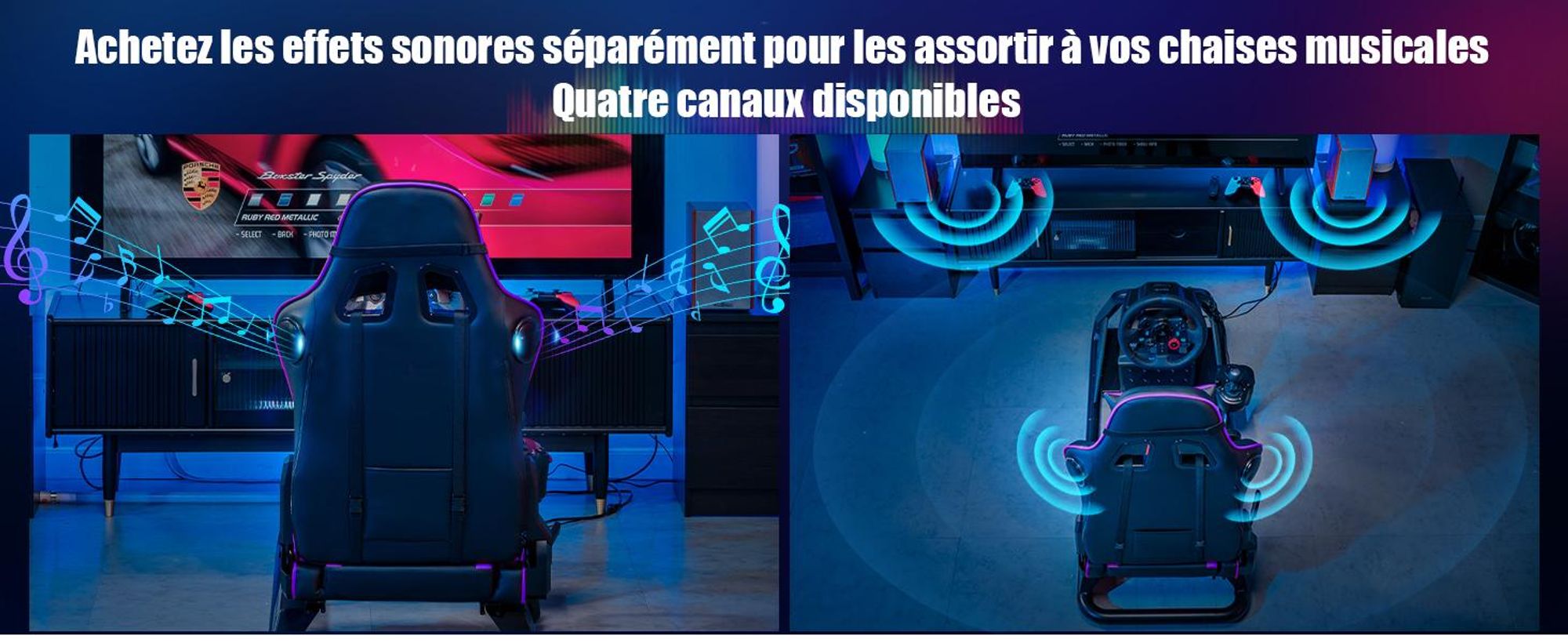 GTPLAYER simulateur de cockpit, SIM racing cockpit, simulateur de course support de volant fauteuil gaming racing wheel stand avec haut-parleur bluetooth et repose pédale