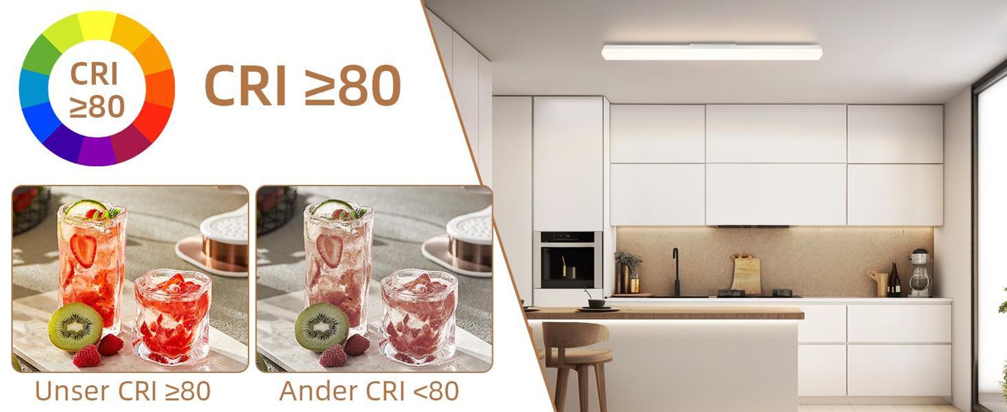 ZMH LED Deckenleuchte Deckenlampe Tageslicht - 90CM Tageslichtlampe Weiß Küchenlampe 4000K LED 36W für Küche Wohnzimmer Schlafzimmer Esszimmer Balkon