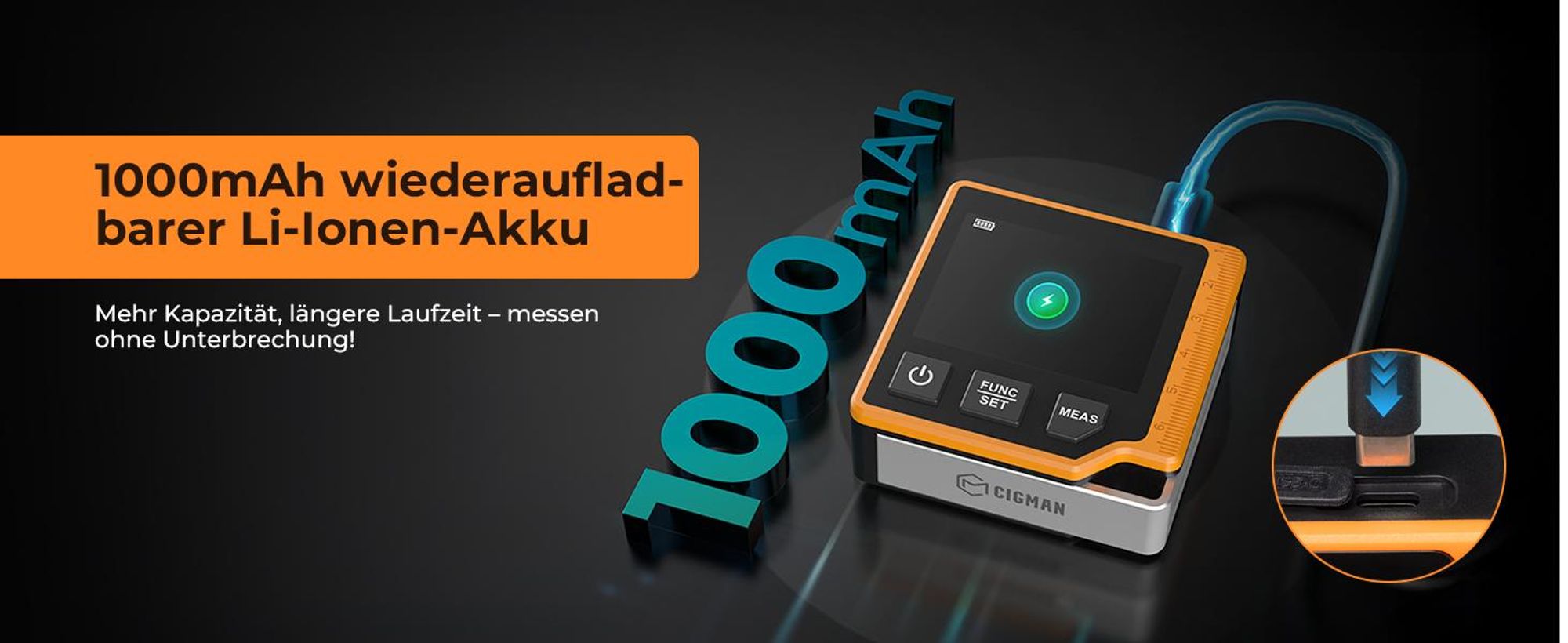CIGMAN CD80 3-in-1 Laser-Entfernungsmesser 80m, Winkelmesser, USB-C Akku