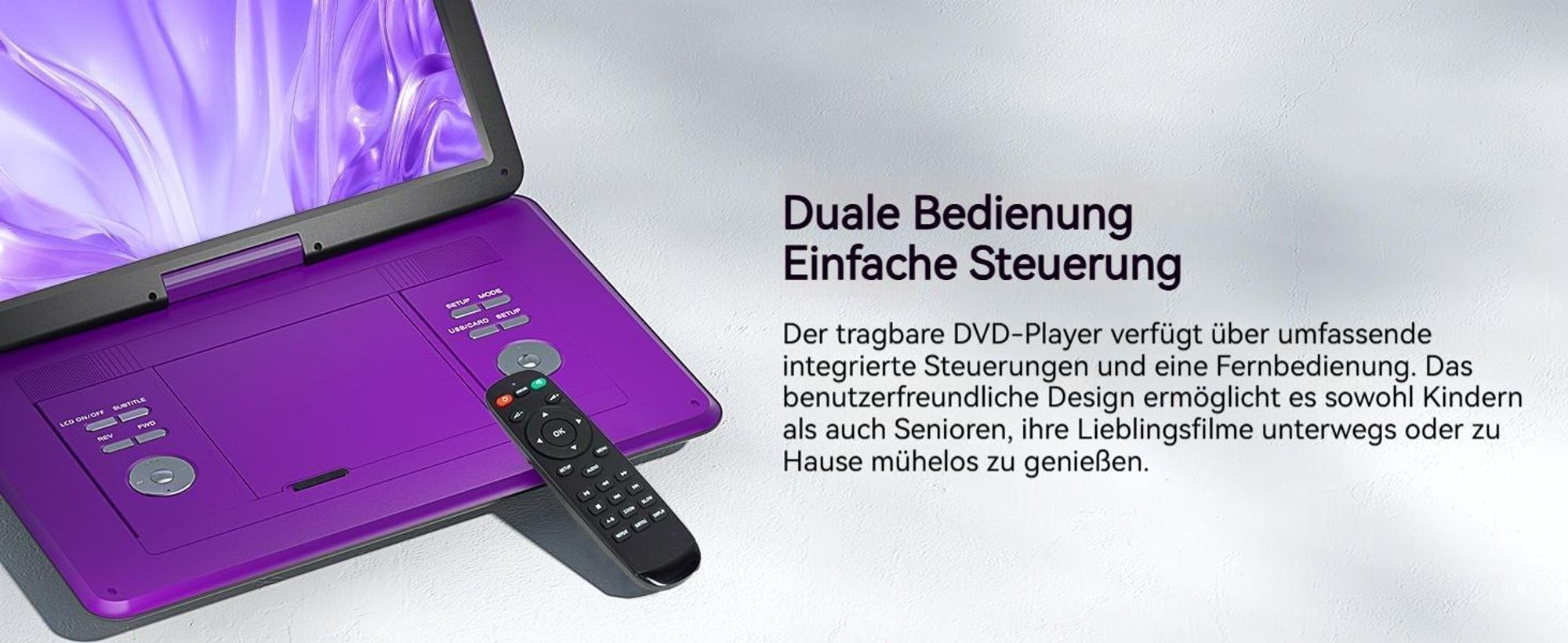 BOIFUN 17.5" Tragbarer DVD-Player Mit 15.6" HD-Schwenkbildschirm Für Das Auto Mit Autoladegerät 6 Stunden Wiederaufladbare Batterie Wiedergabe