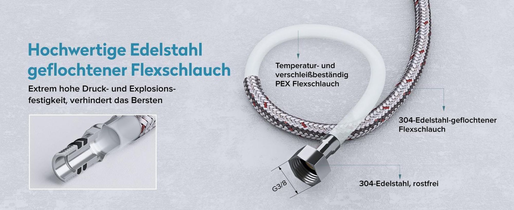 doporro Wasserhahn Küche Hochdruck, Einhebel-Mischbatterie, Spültischarmatur 360°Schwenkbar Küchenarmatur aus Edelstahl Gebürstet silber Turnix-04
