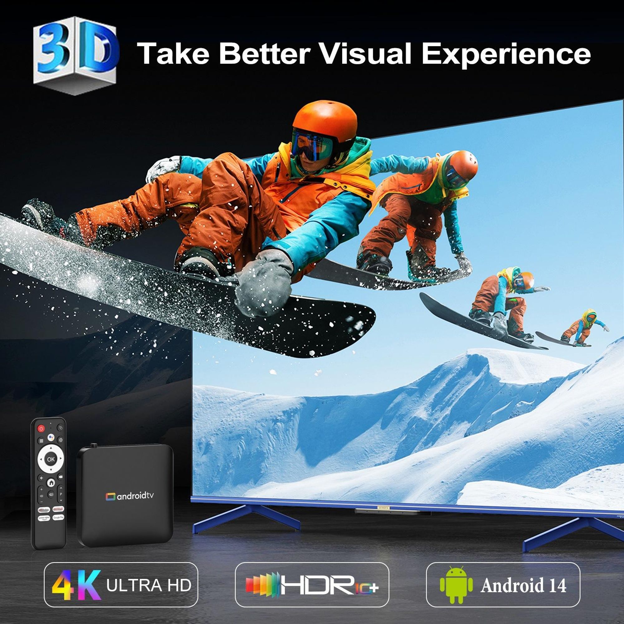 Smart TV Box H96 MAX S905L3 Android 14.0 4K BT Google Voice Remote Media Player Home Android Set-Top-Box 2 GB 16 GB