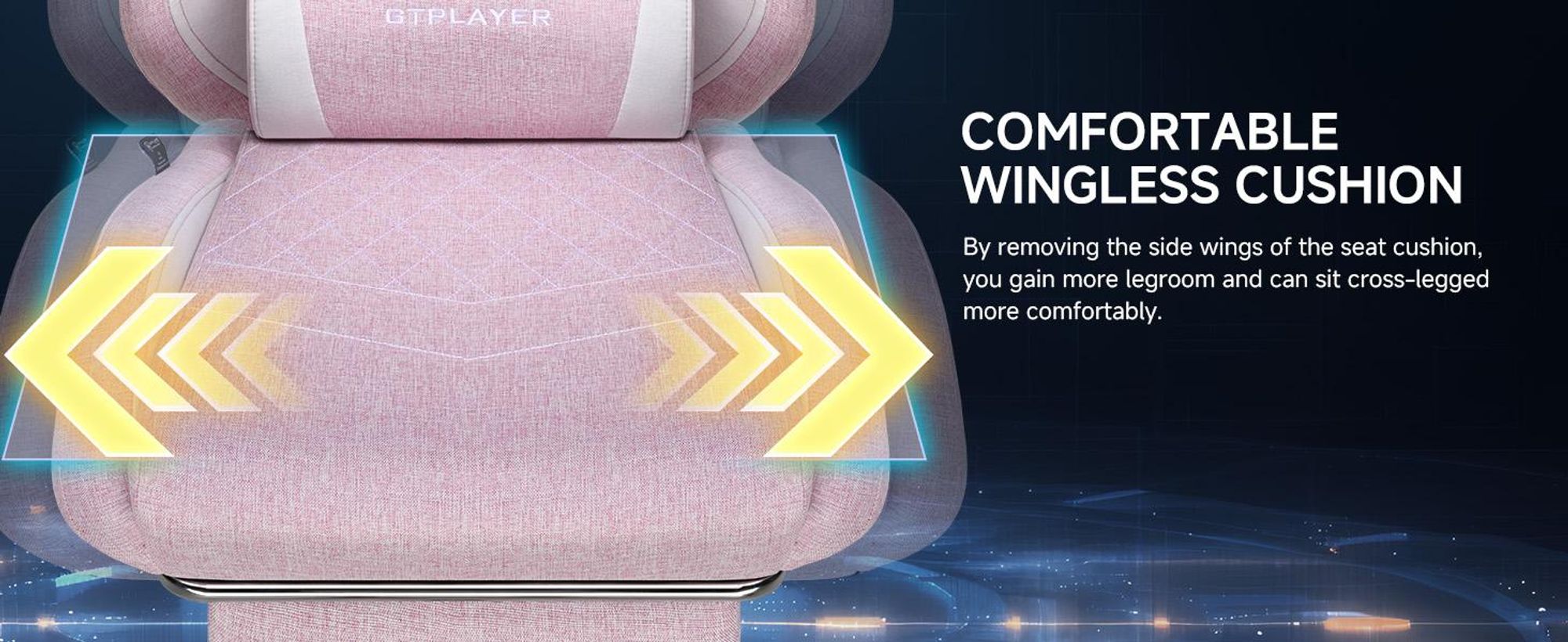 Herní židle GTPLAYER, ergonomická herní židle ze lnu s bederní opěrkou, židle k PC s rozšířeným opěradlem, nosnost až 150 kg, růžová barva