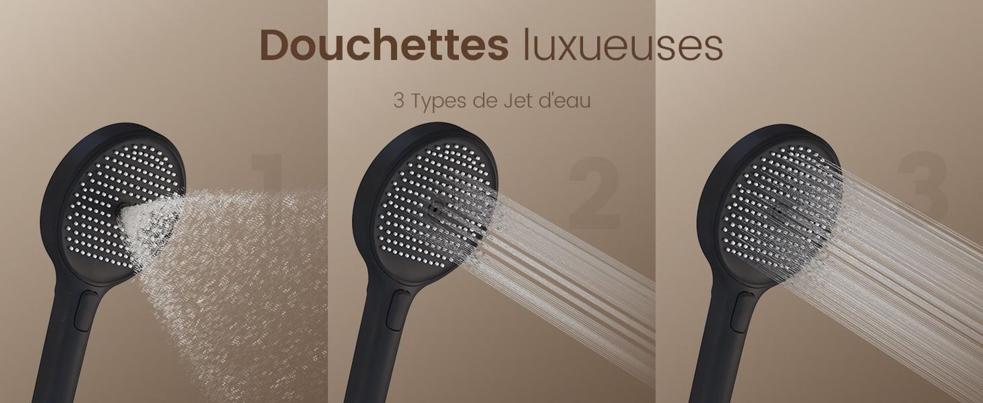 EMKE® Système de douche avec thermostat Noir avec douche pour enfants, affichage digital & filtre à chlore 4 sorties Rond Douche de pluie Familiale Colonne de douche F23