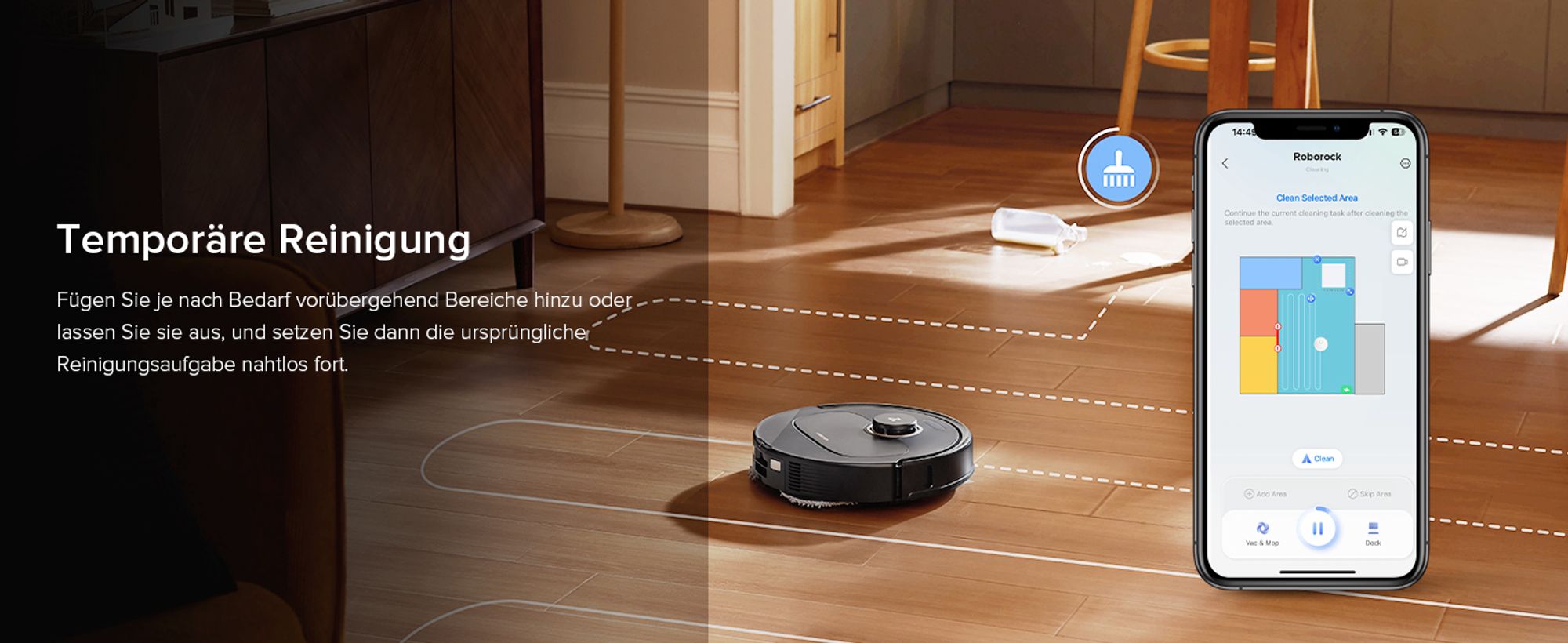 Roborock Qrevo S5V Saugroboter mit Wischfunktion, 12.000Pa, Zero-Tangle System, Warmlufttrocknung, Multifunktions-Dockingstation (Schwarz)