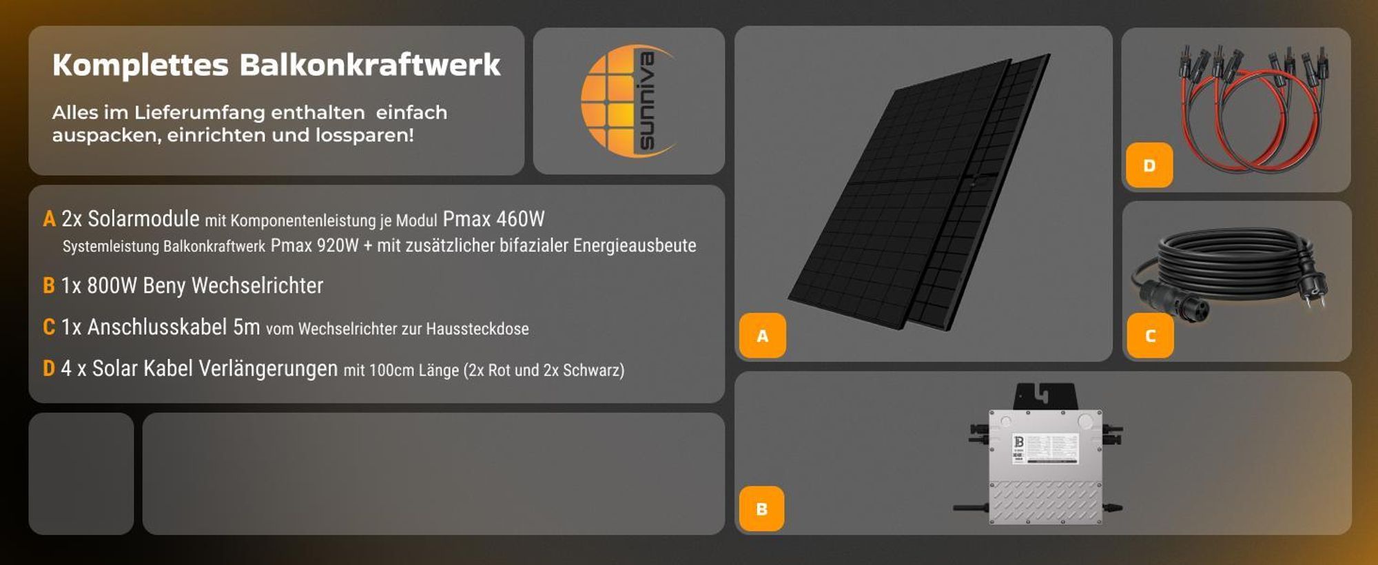 Sunniva Balkonkraftwerk 920W Komplettsets