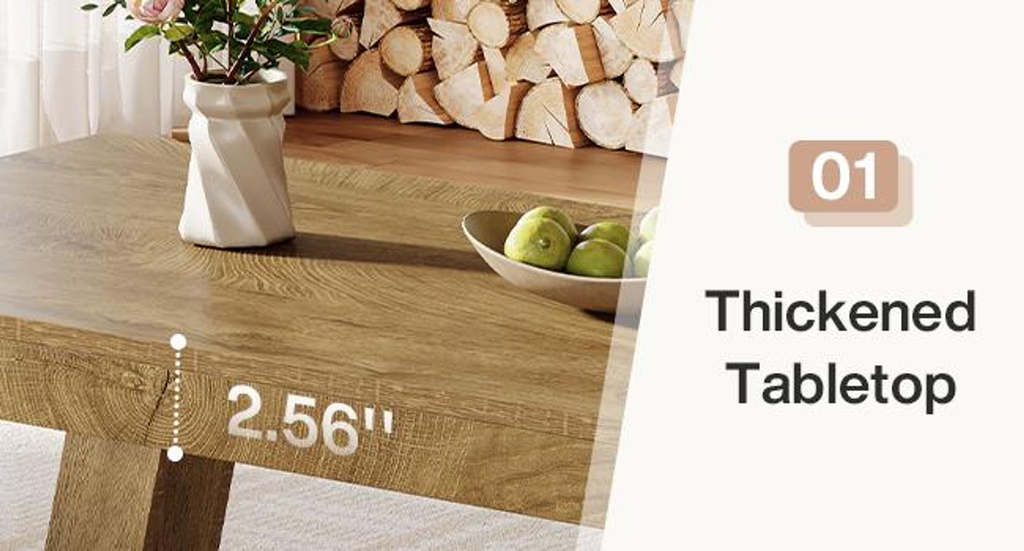 Tribesigns Rechteckiger Couchtisch, 120 cm, Landhausstil, zweistöckiger Beistelltisch mit Ablagefächern für Wohnzimmer und Wohnung