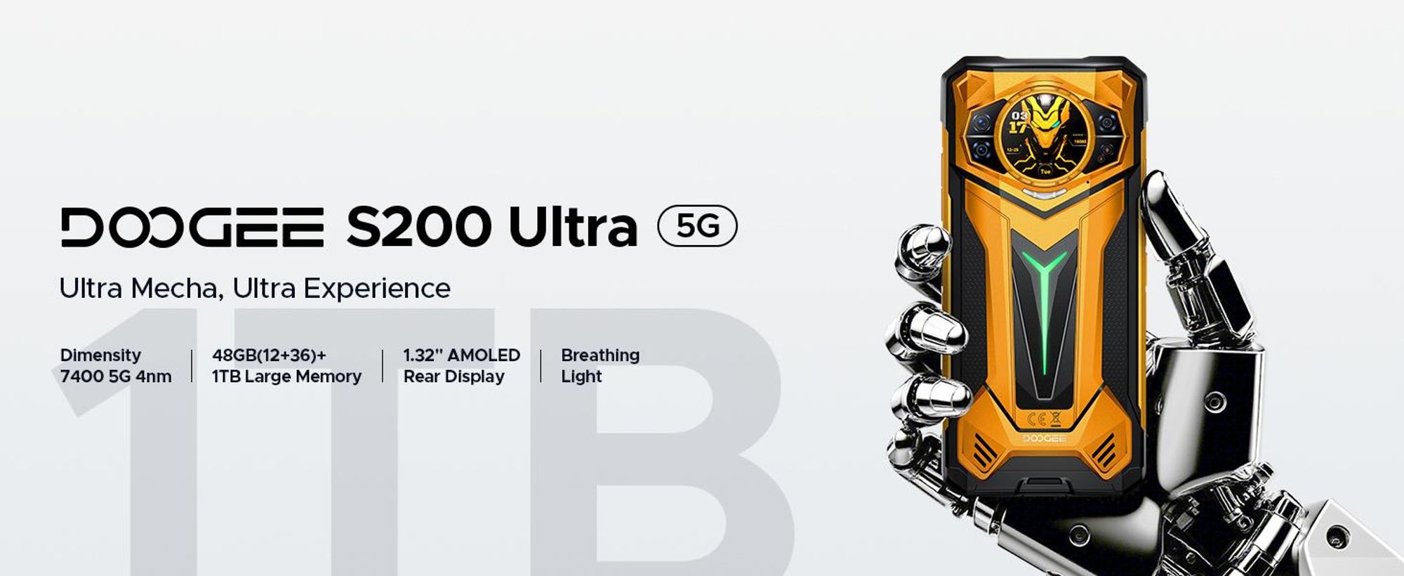 DOOGEE S200 Ultra 5G 12+36GB/1TB 11000 mAh, žlutá