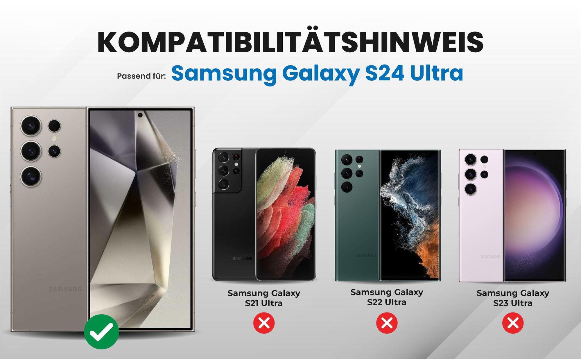 Kompatibilitätshinweise Hülle für Samsung Galaxy S24 Ultra