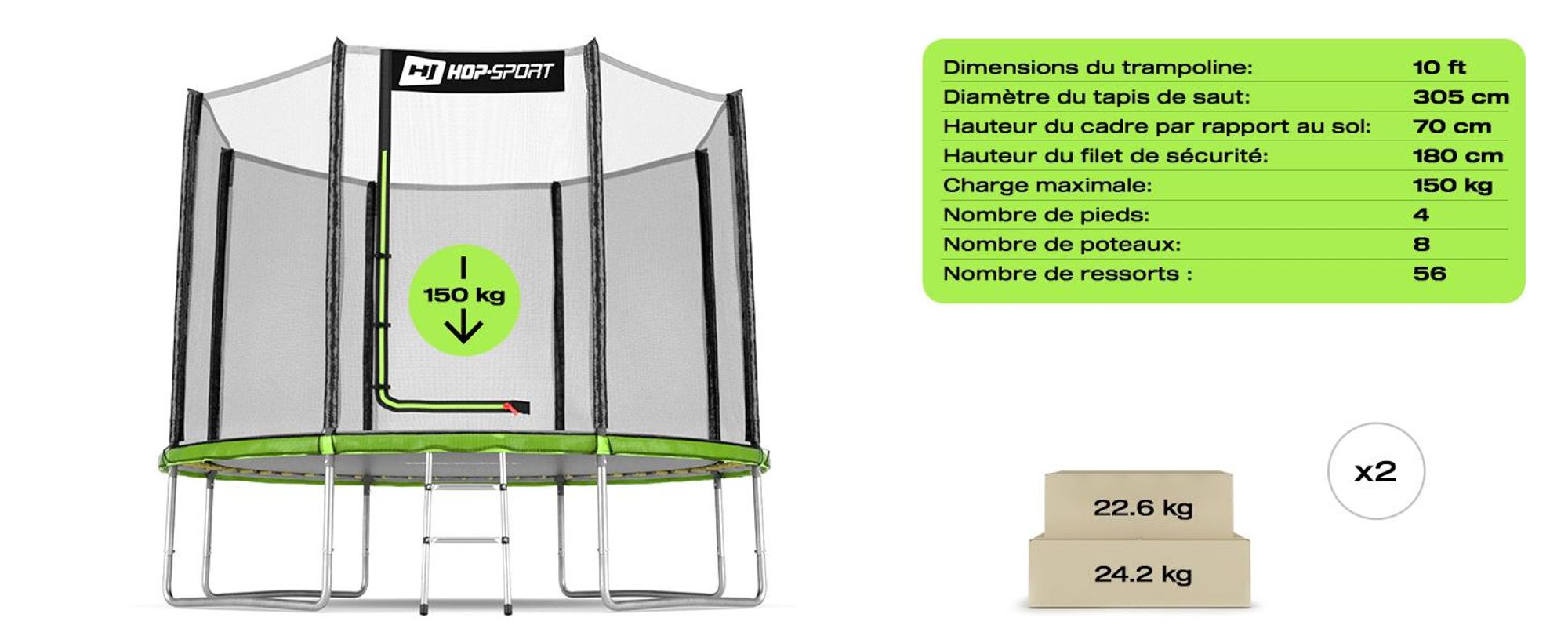 Trampoline de jardin 305 cm