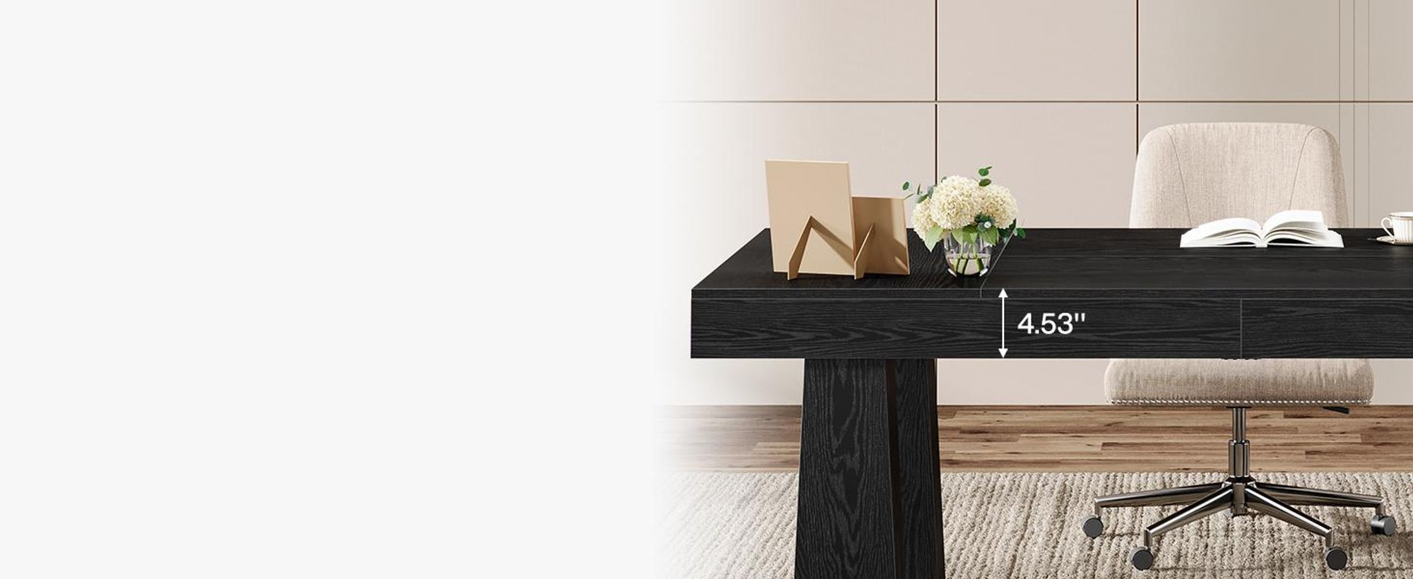 Tribesigns 160 cm Schreibtisch, robuster rechteckiger moderner Industrie-Besprechungstisch mit 4 konischen Beinen fürs Büro, Arbeitsplatz, Schwarz