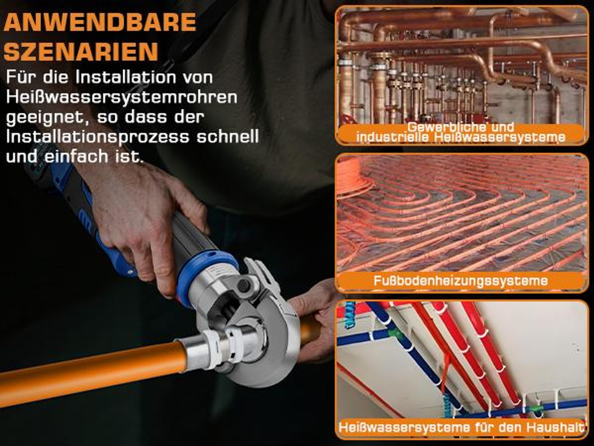 Kabellos Presszange Backeneinsätze mit TH- V-Kontur(TH16, TH20, TH26, TH32, V12, V15, V18, V22, V28)‌ für Kupfer-/Edelstahl-/Verbundrohr, Crimpzange