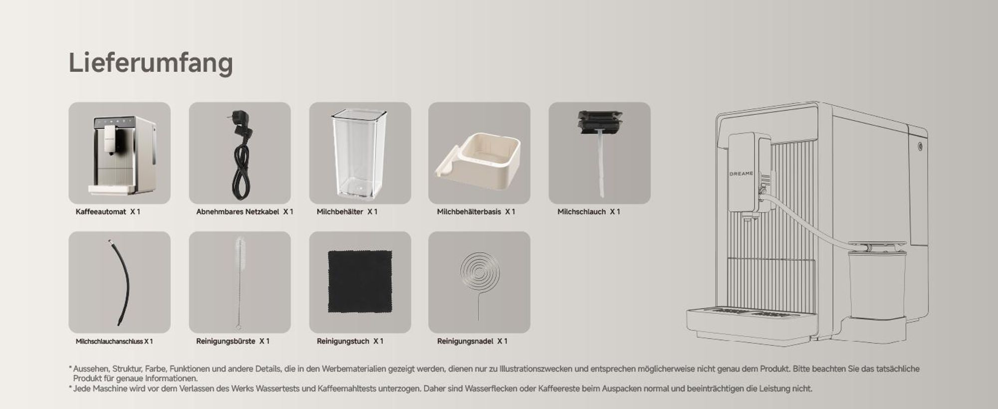 Dreame Ecceluxe Slim FCM30 Espressomaschine,kompakte Größe,erstklassiger Geschmack,Komplettreinigung,Ein-Knopf-Touchscreen,fünf Kaffeespezialitäten