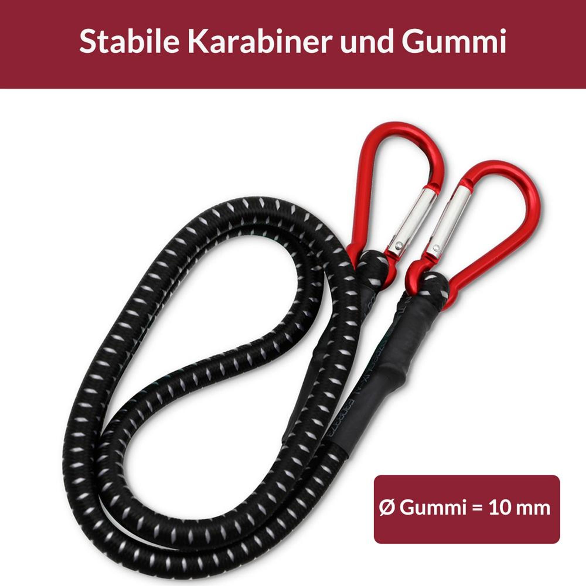 DEUBA 2x Spanngummi mit Karabiner Haken Gepäckspanner Expander 100 cm