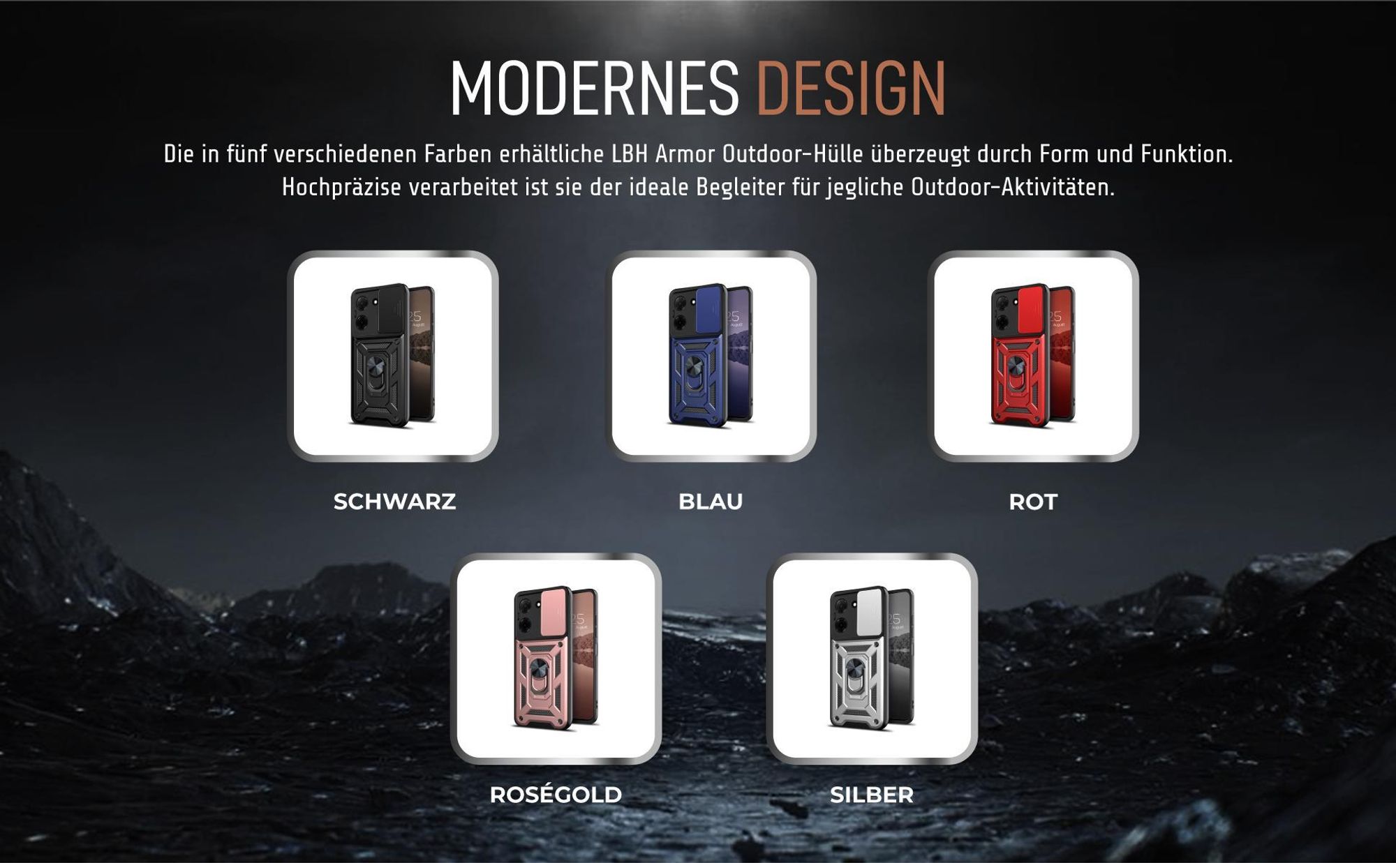 Armorhüllen in Schwarz, Blau, Rot, Rosegold und Silber für Xiaomi Redmi A5
