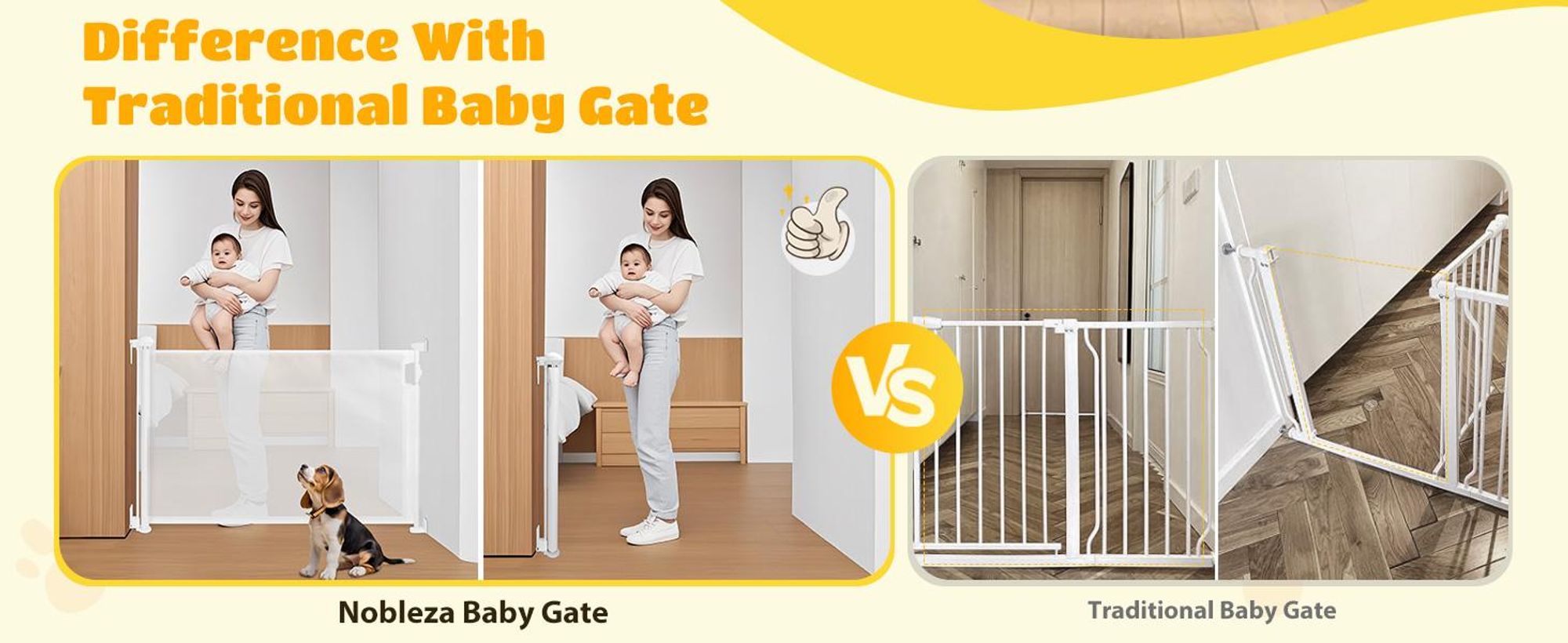 Nobleza Treppenschutzgitter Türschutzgitter Ausziehbar 0-180CM, Ausziehbares Baby Schutzgitter, für Kinder,Katzen und Hunde,Geeignet für Innen Außen