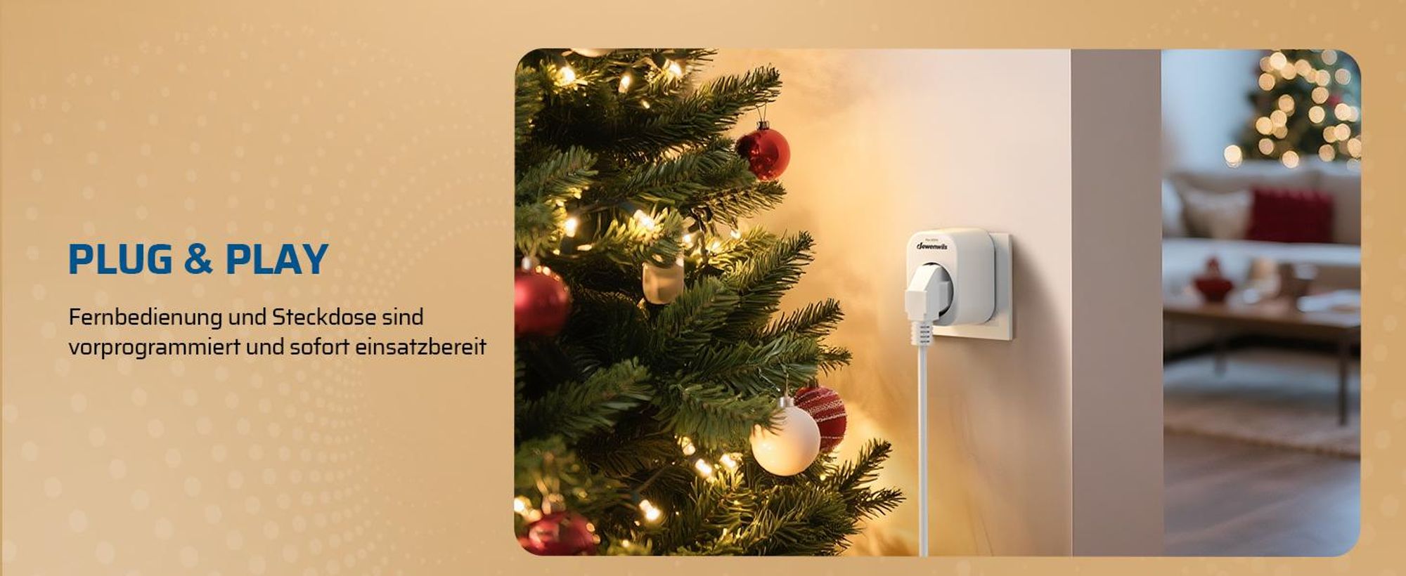 DEWENWILS Funksteckdosen mit Fernbedienung, 3680 W, Magnetische Ein-Tasten-Schalter, 30 m Reichweite,Weiß
