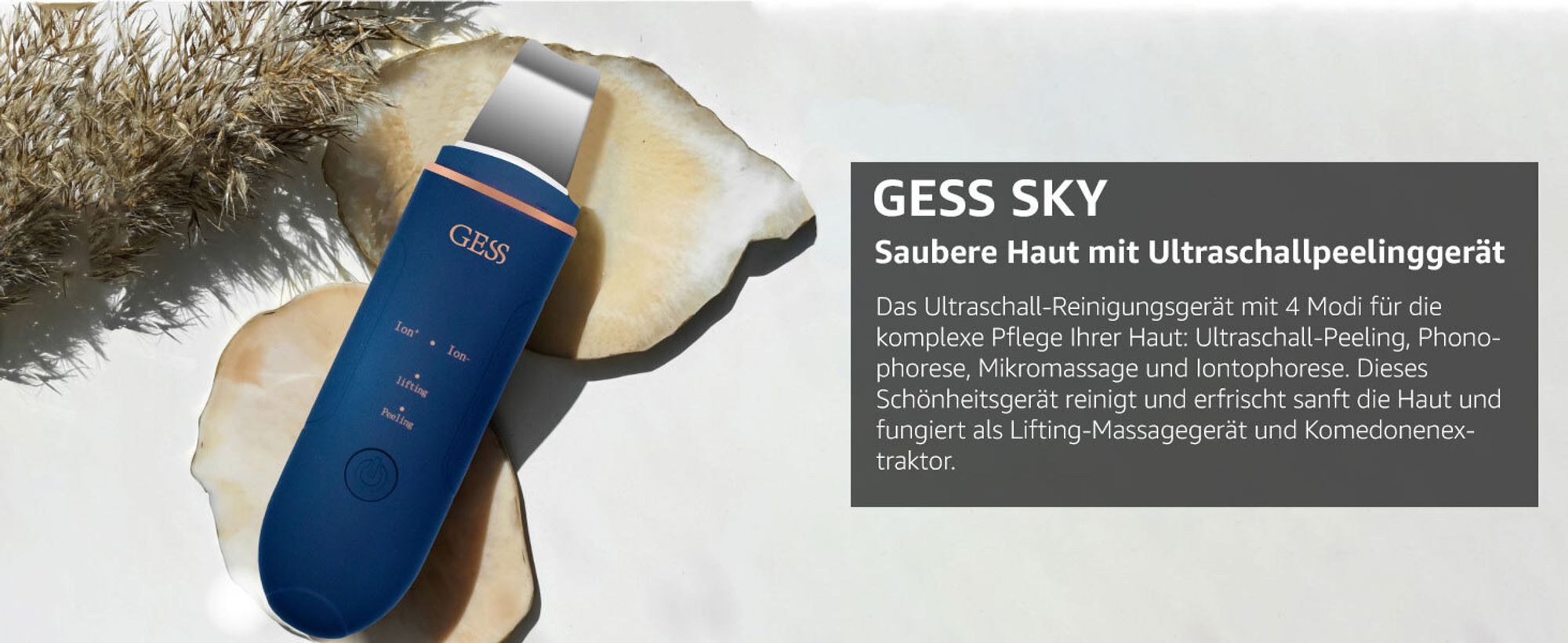 Gesichtspeelings Gesichtsreinigungsgerät mit 4 Modi, Ultraschallpeelinggerät für Gesicht Model SKY, GESS