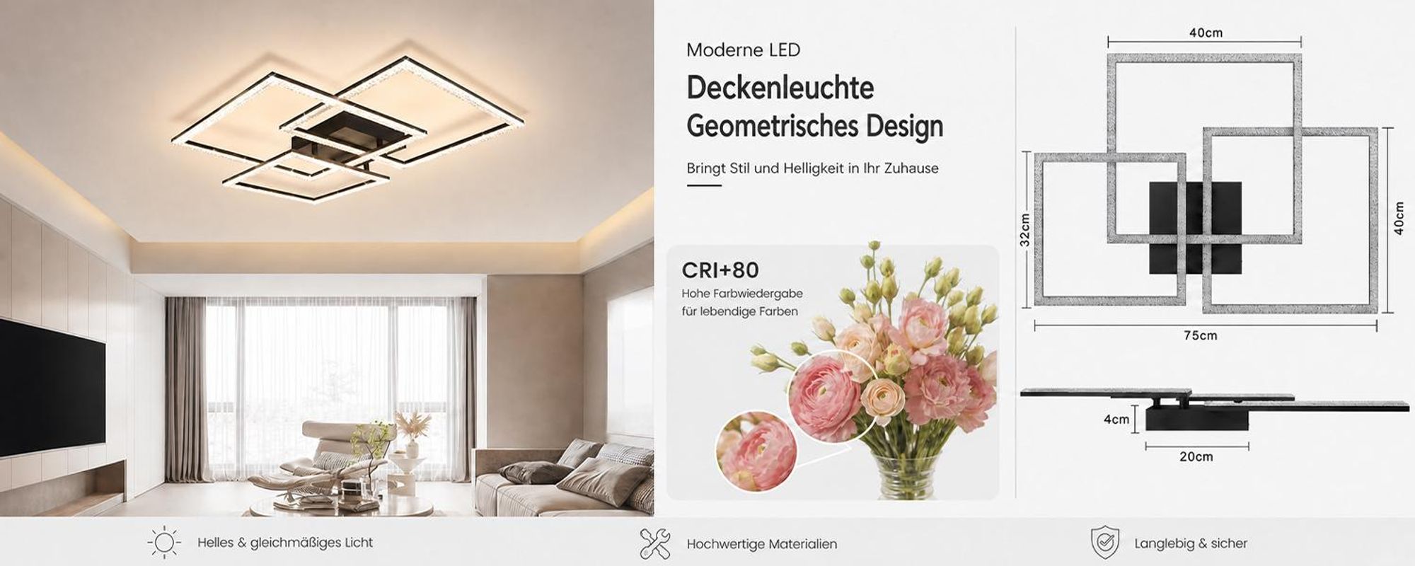 ZMH LED plafoniera nero soggiorno lampada dimmerabile 82 W moderno cristallo camera da letto lampada di design interno con telecomando