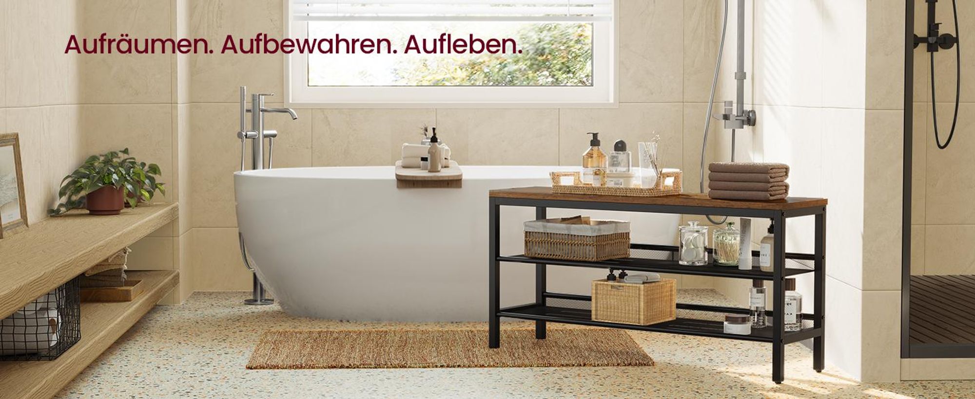 VASAGLE Sitzbank mit 3 Ebenen, Schuhregal im Industrie-Stil, für Flur, einfache Montage, braun-schwarz
