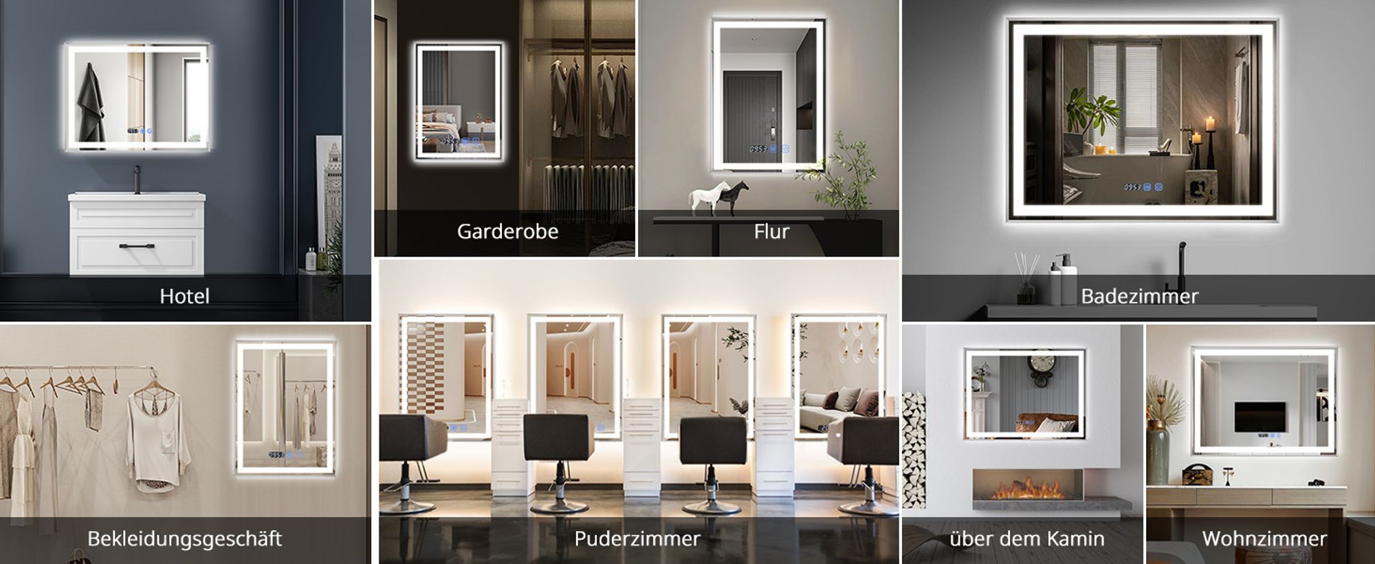 Puluomis Badspiegel 60x80 beschlagfrei mit 3 Farbe Beleuchtung, dimmbare Helligkeit, Badezimmerspiegel mit Digitaluhr, Temperatur silbern