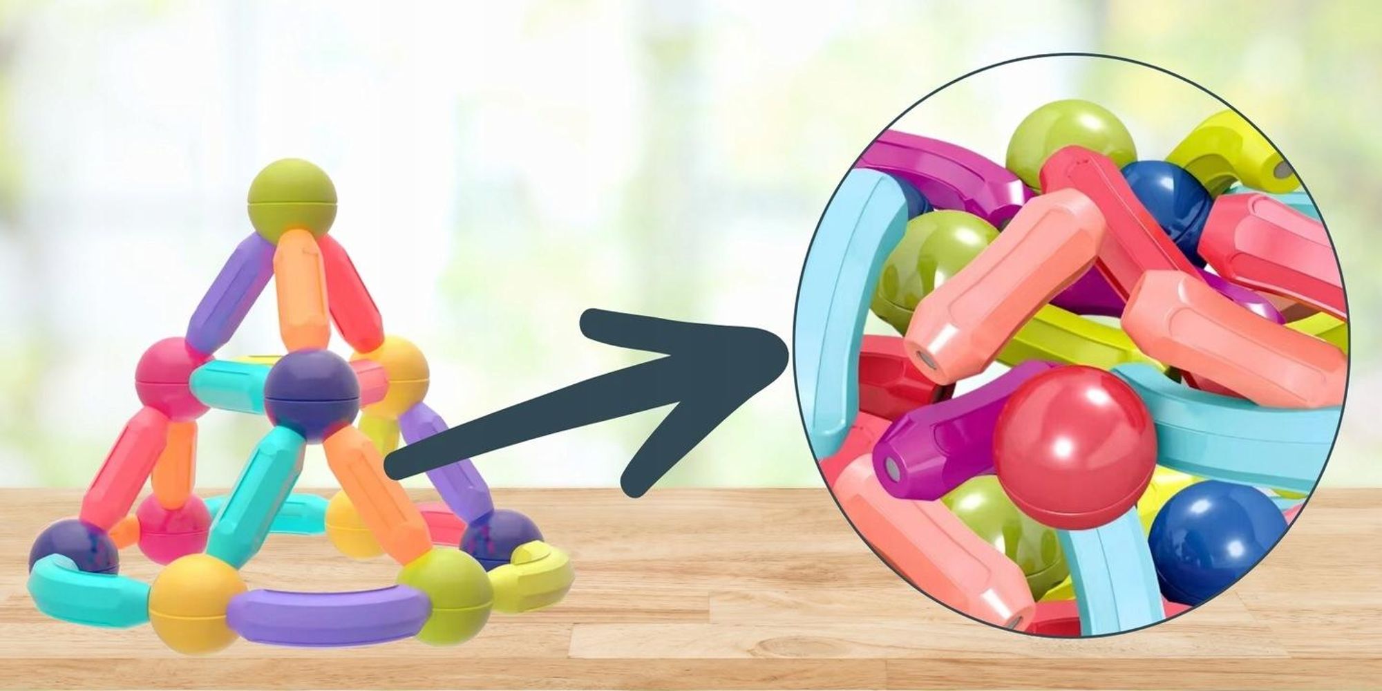 KRUMAD Magnetische Bauklötze 66 Teile - Kreatives Lernspielzeug für Kinder, große Bausteine