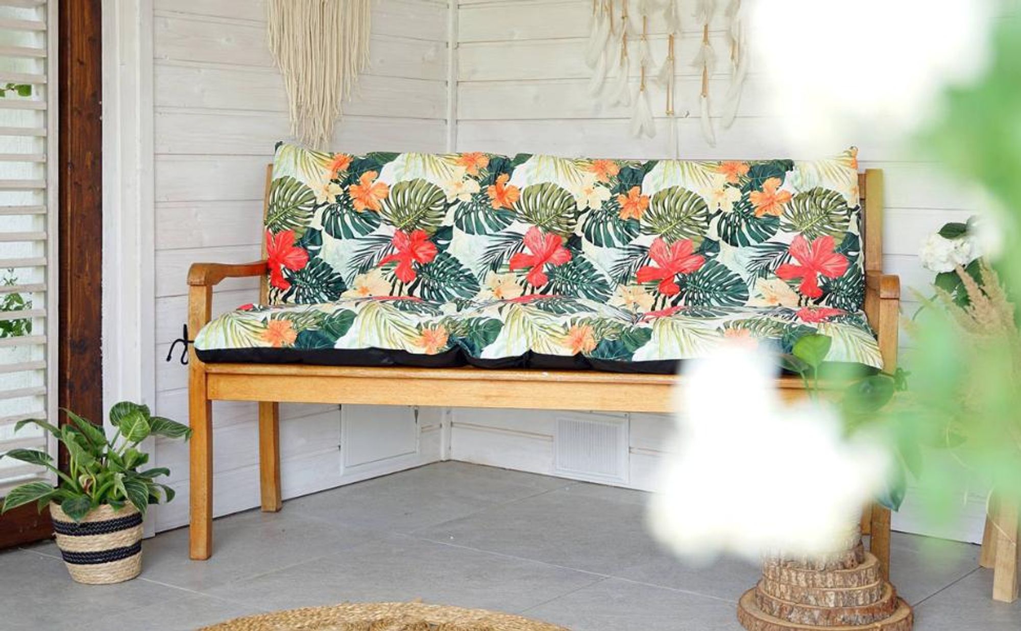 4L Textil Gartenbankauflage aus Samt-Imitat