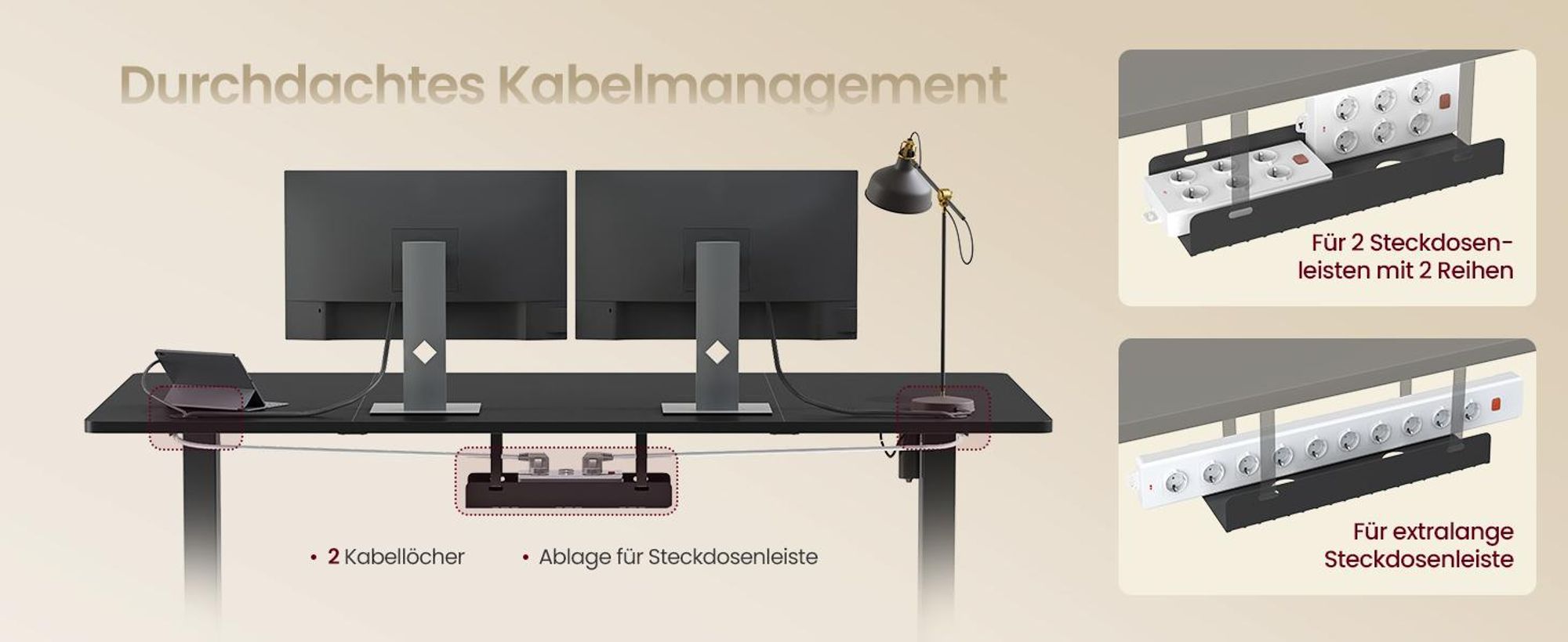 VASAGLE Höhenverstellbarer Schreibtisch, 160 cm, USB-C-Anschluss, Ablage für Steckdosenleiste, Erinnerung bei langem Sitzen, 3 Speichertasten
